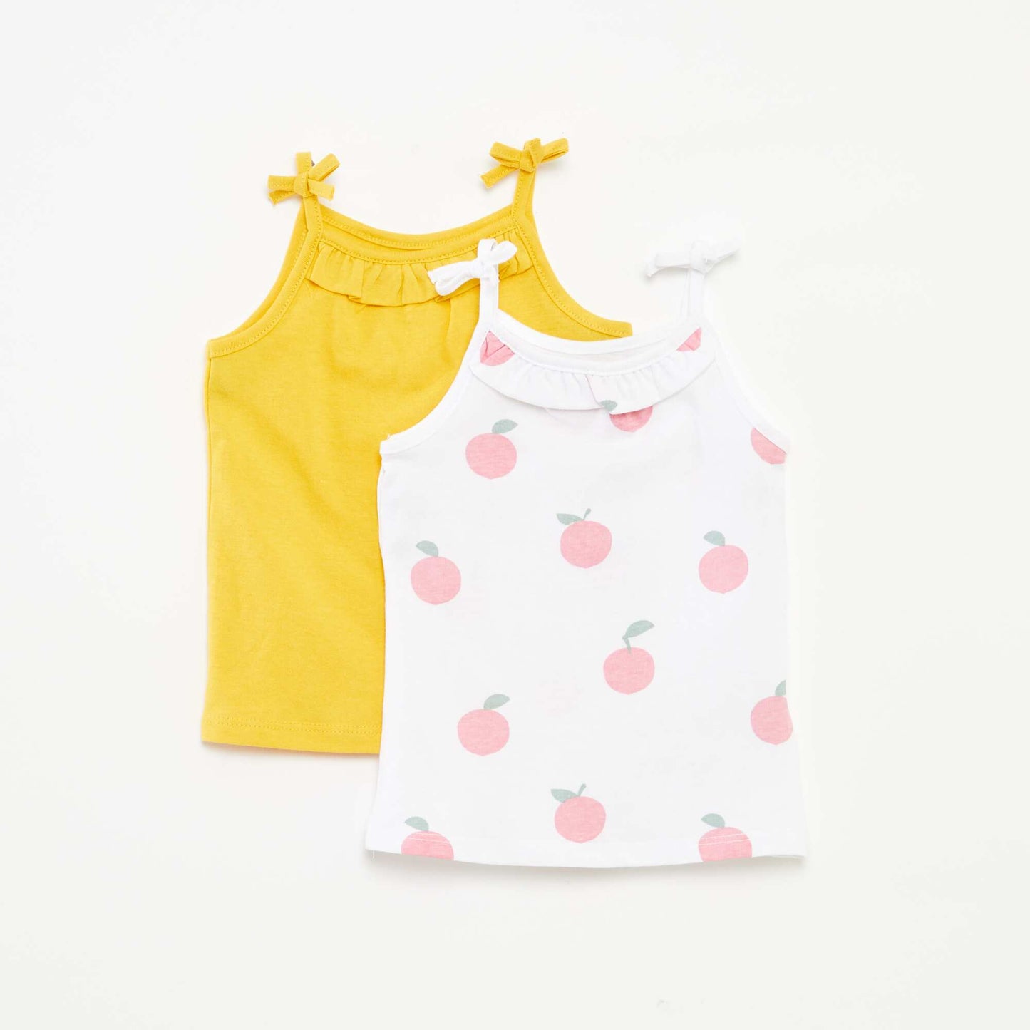 Pack of 2 pairs of spaghetti strap vest tops with bows WHITE