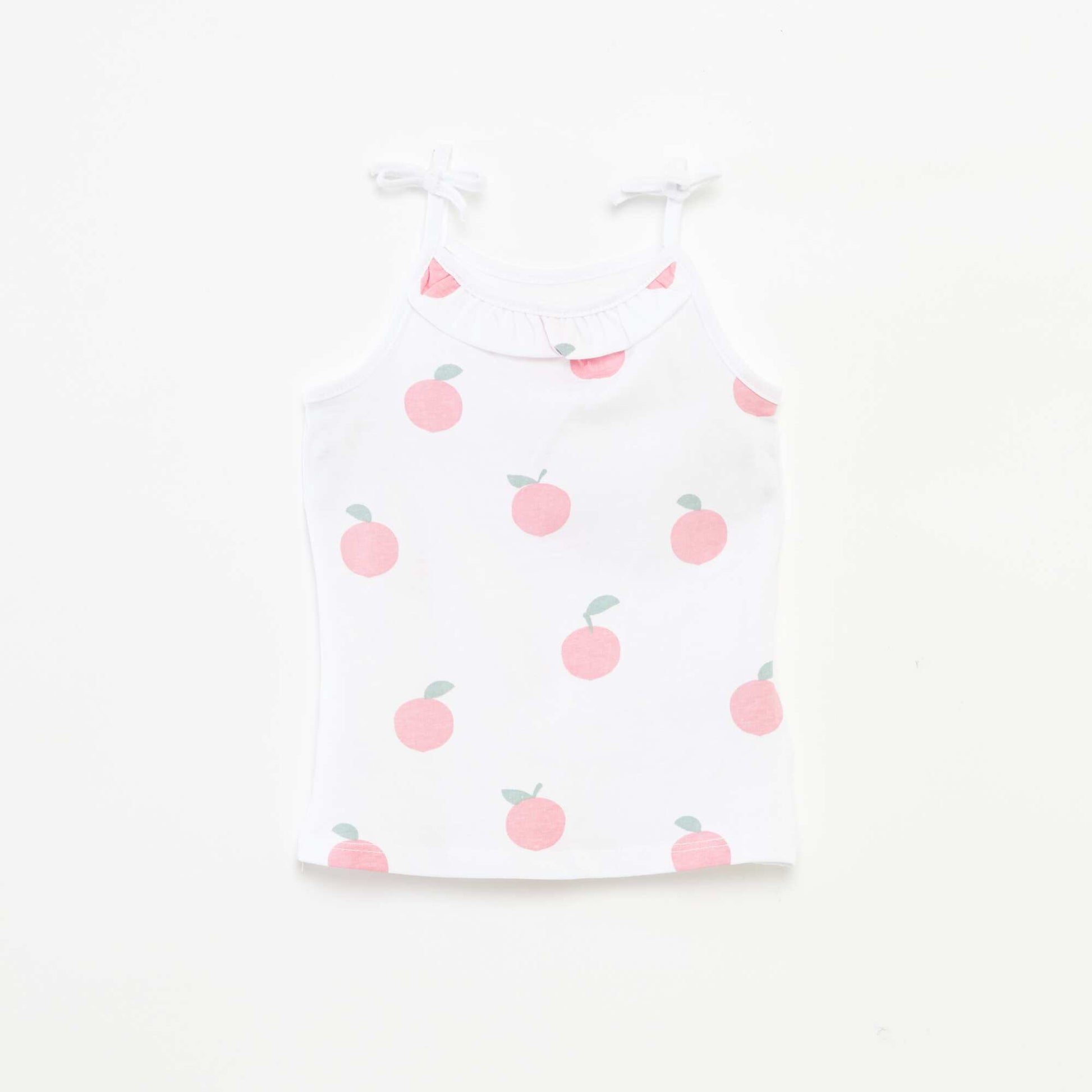 Pack of 2 pairs of spaghetti strap vest tops with bows WHITE