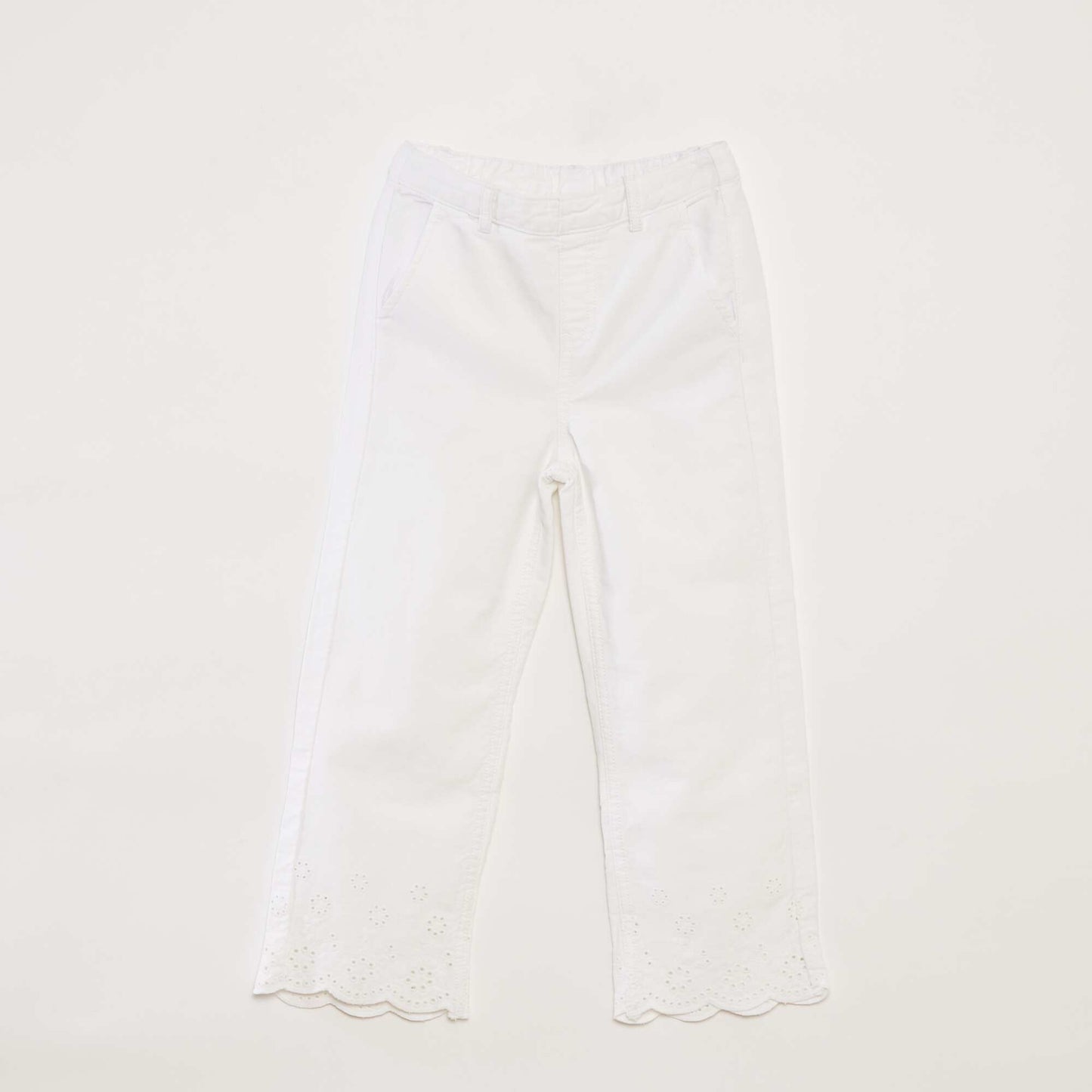 Wide-leg trousers with embroidered finish WHITE