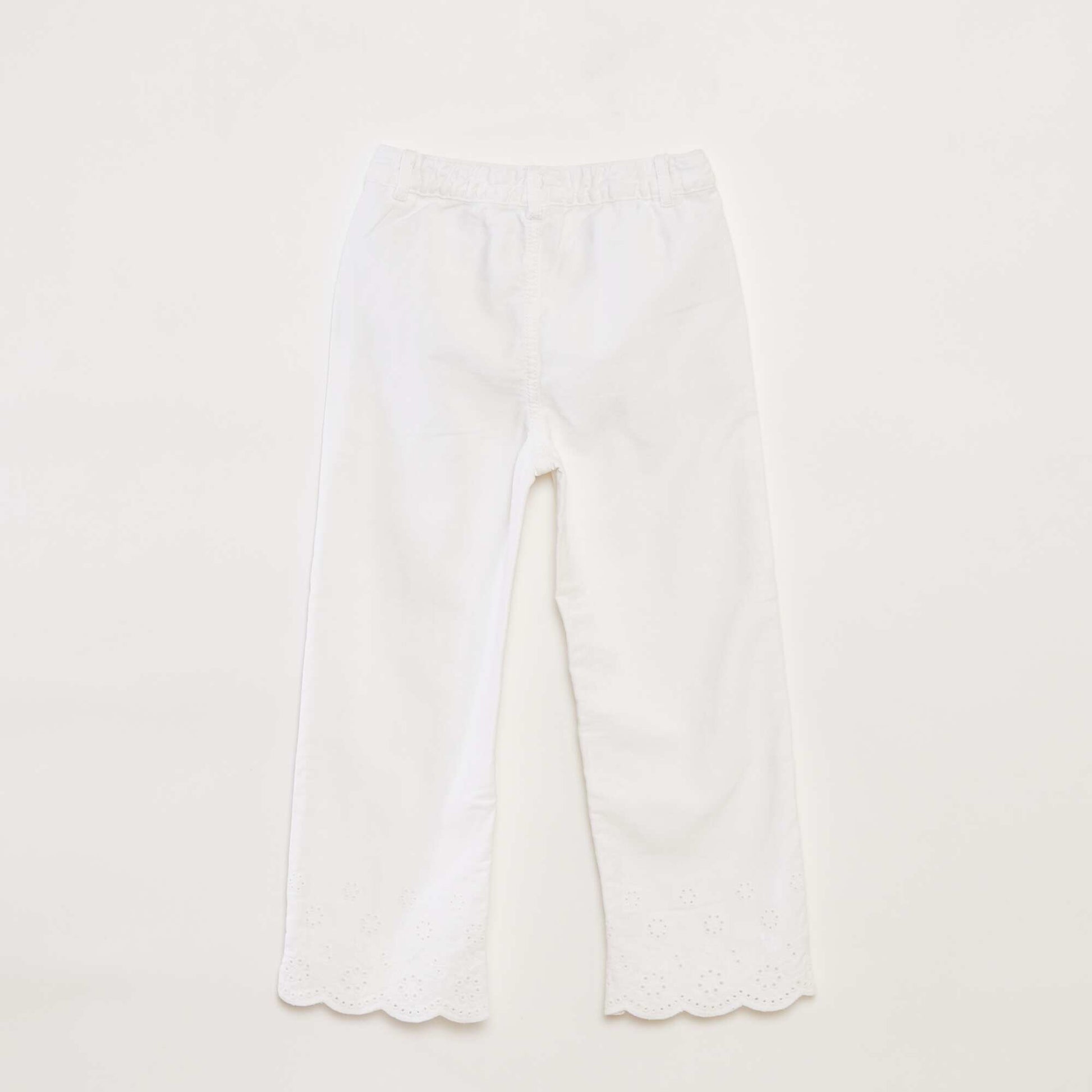 Wide-leg trousers with embroidered finish WHITE