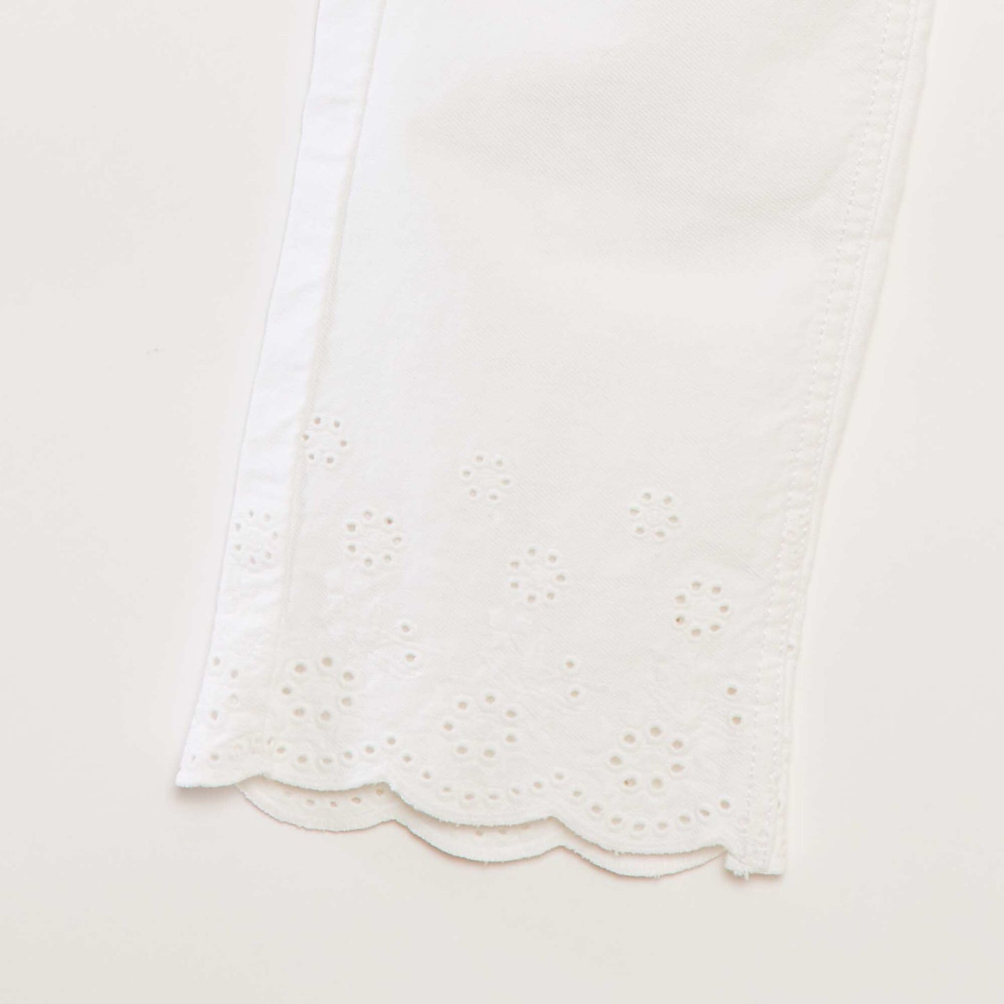 Wide-leg trousers with embroidered finish WHITE