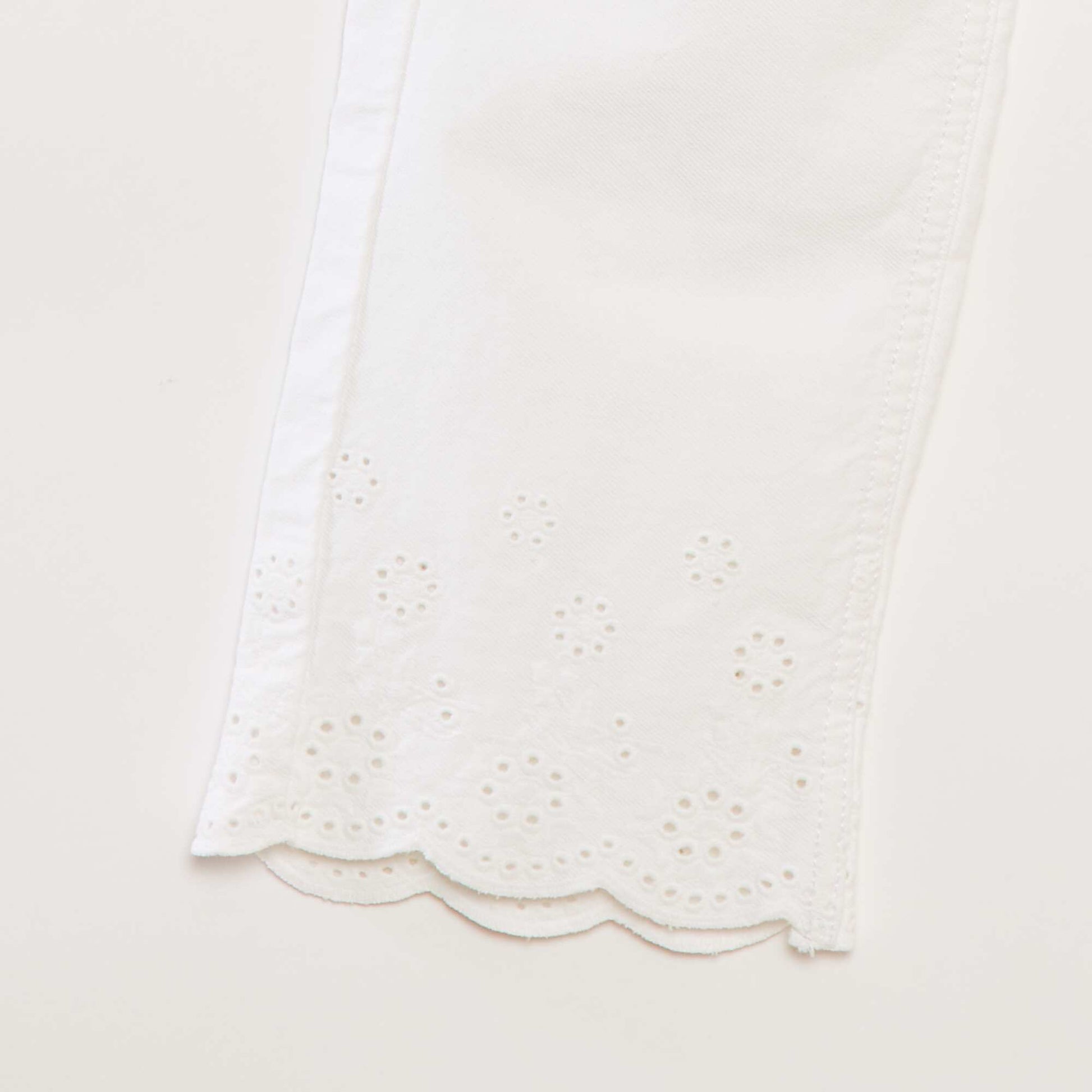 Wide-leg trousers with embroidered finish WHITE