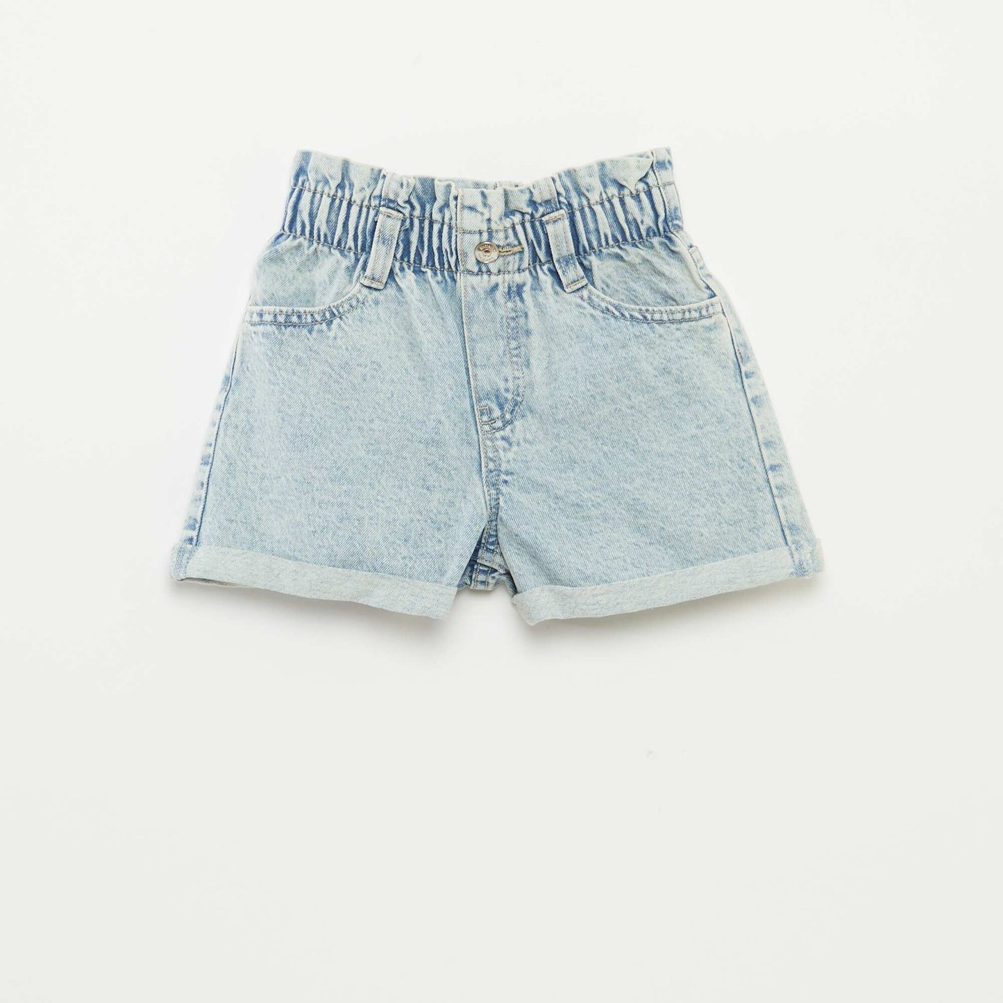 Denim shorts with cuffed hems BLUE