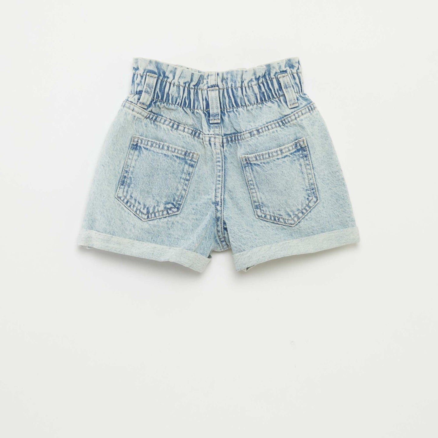 Denim shorts with cuffed hems BLUE