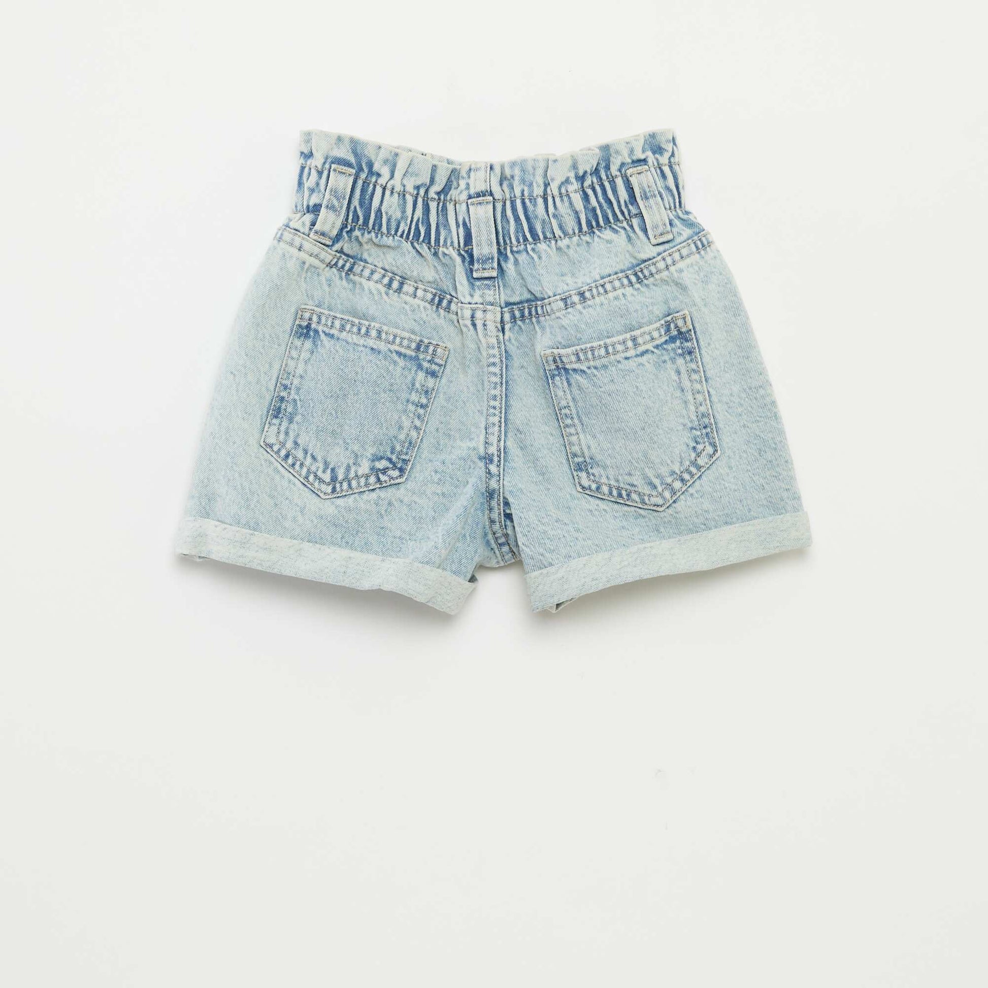 Denim shorts with cuffed hems BLUE