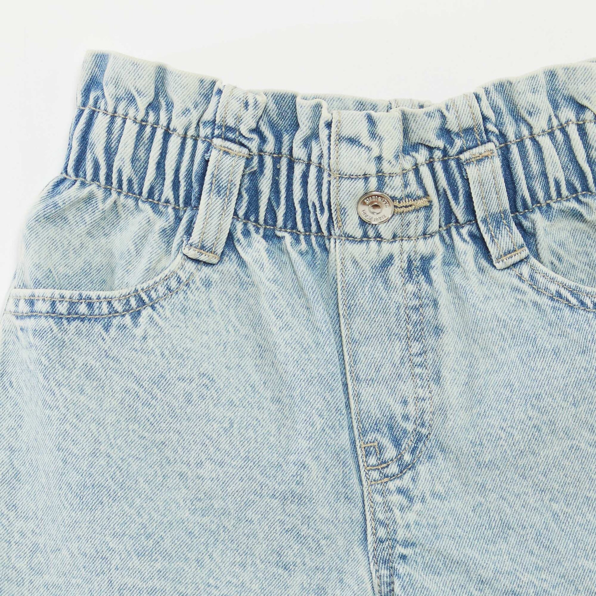 Denim shorts with cuffed hems BLUE