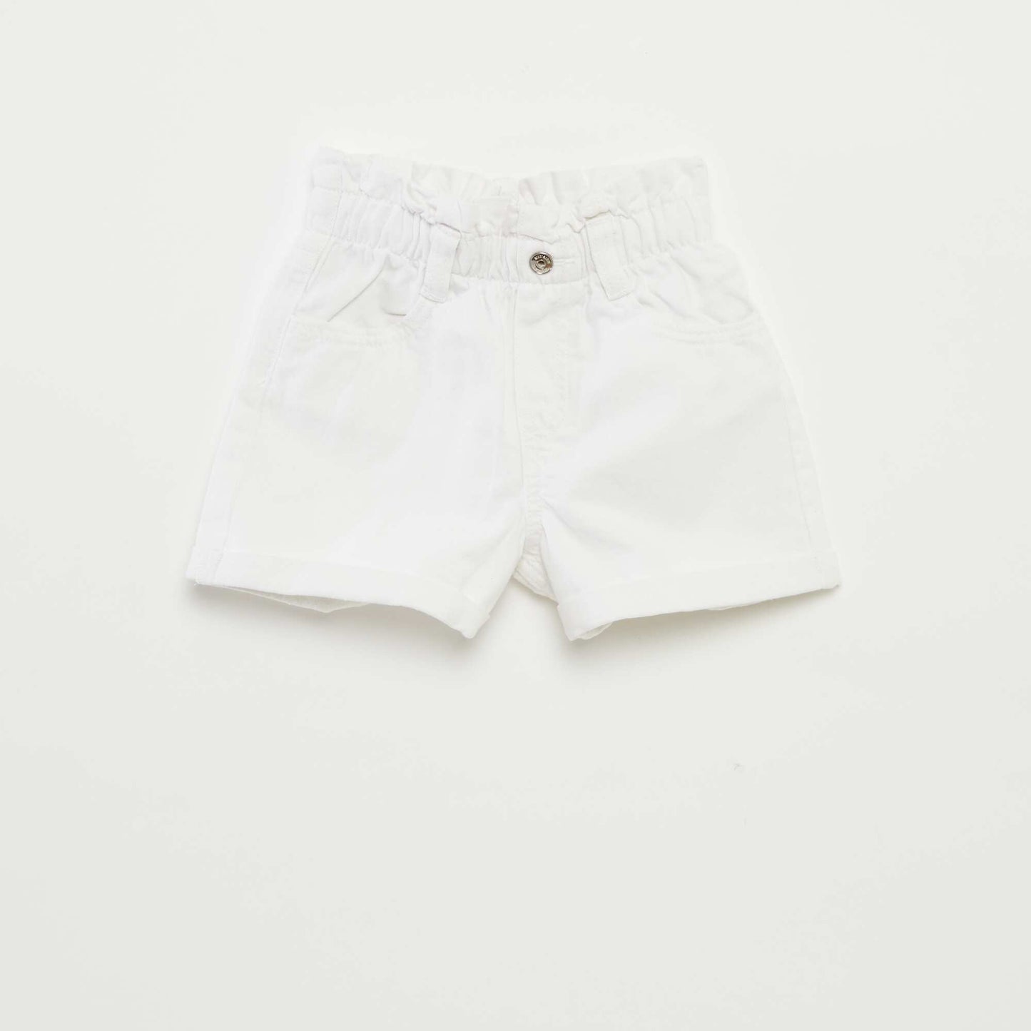 Denim shorts with cuffed hems WHITE