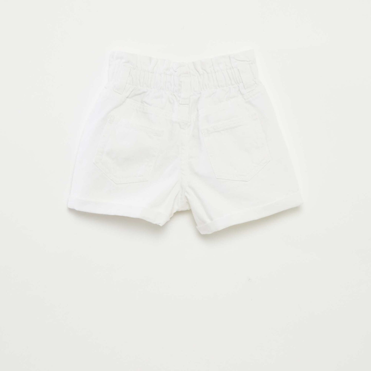 Denim shorts with cuffed hems WHITE