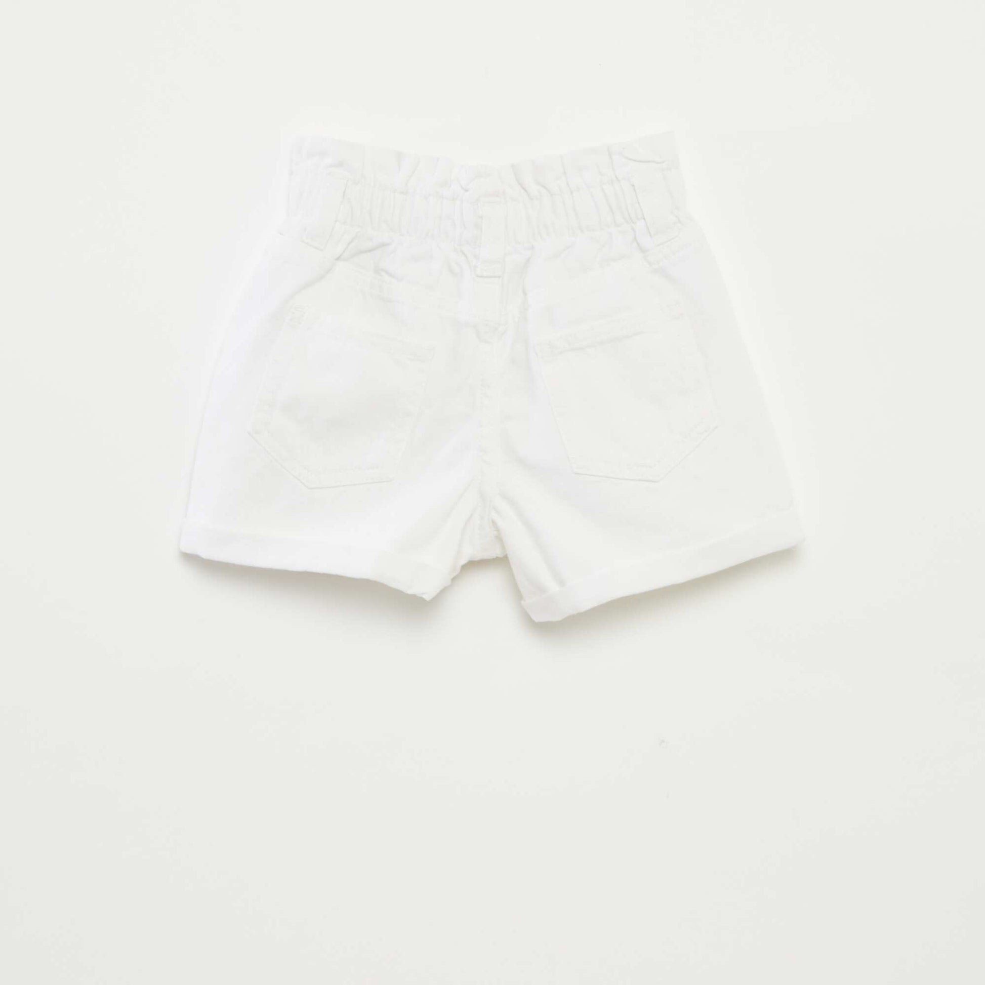 Denim shorts with cuffed hems WHITE