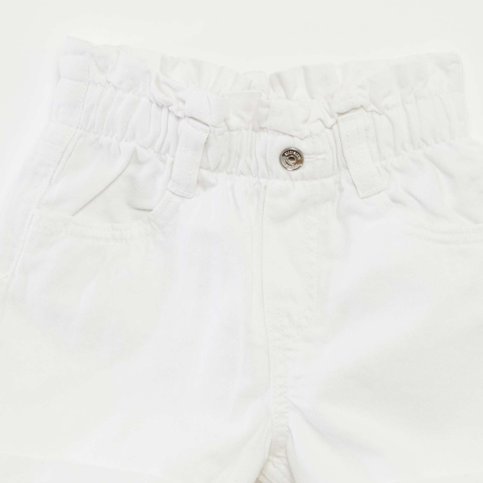 Denim shorts with cuffed hems WHITE