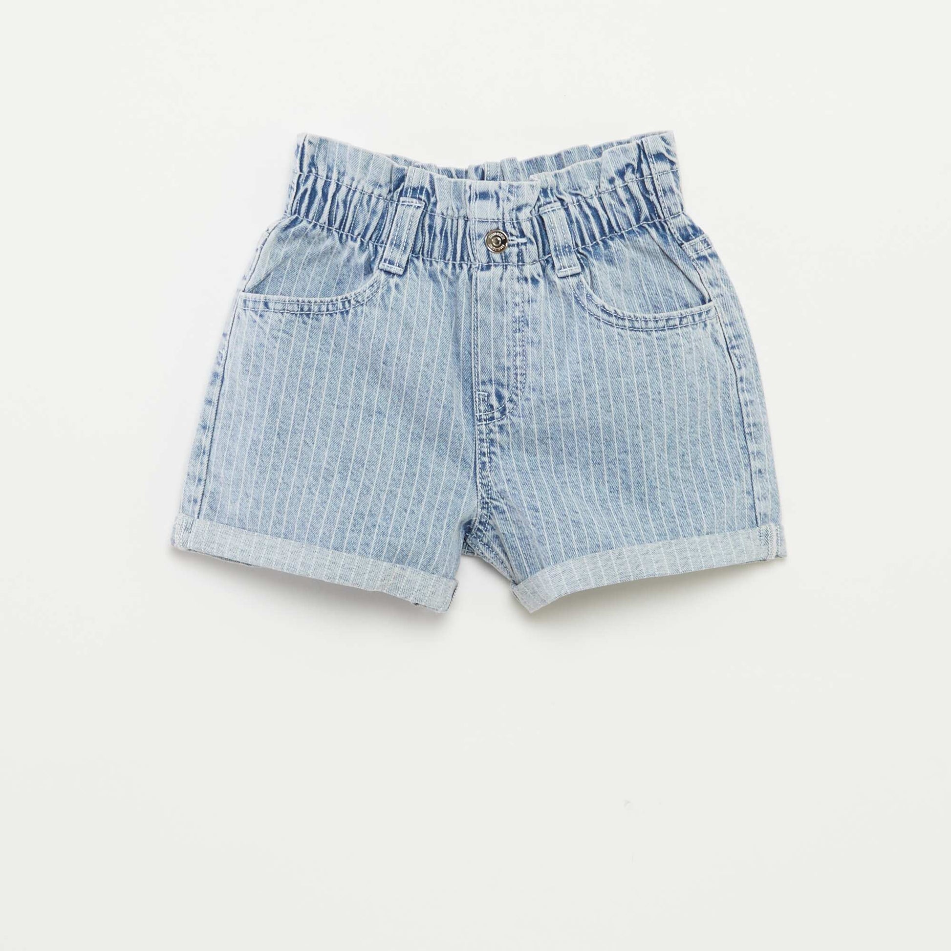 Denim shorts with cuffed hems BLUE