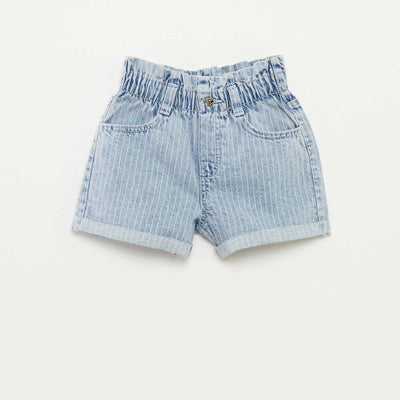 Denim shorts with cuffed hems BLUE