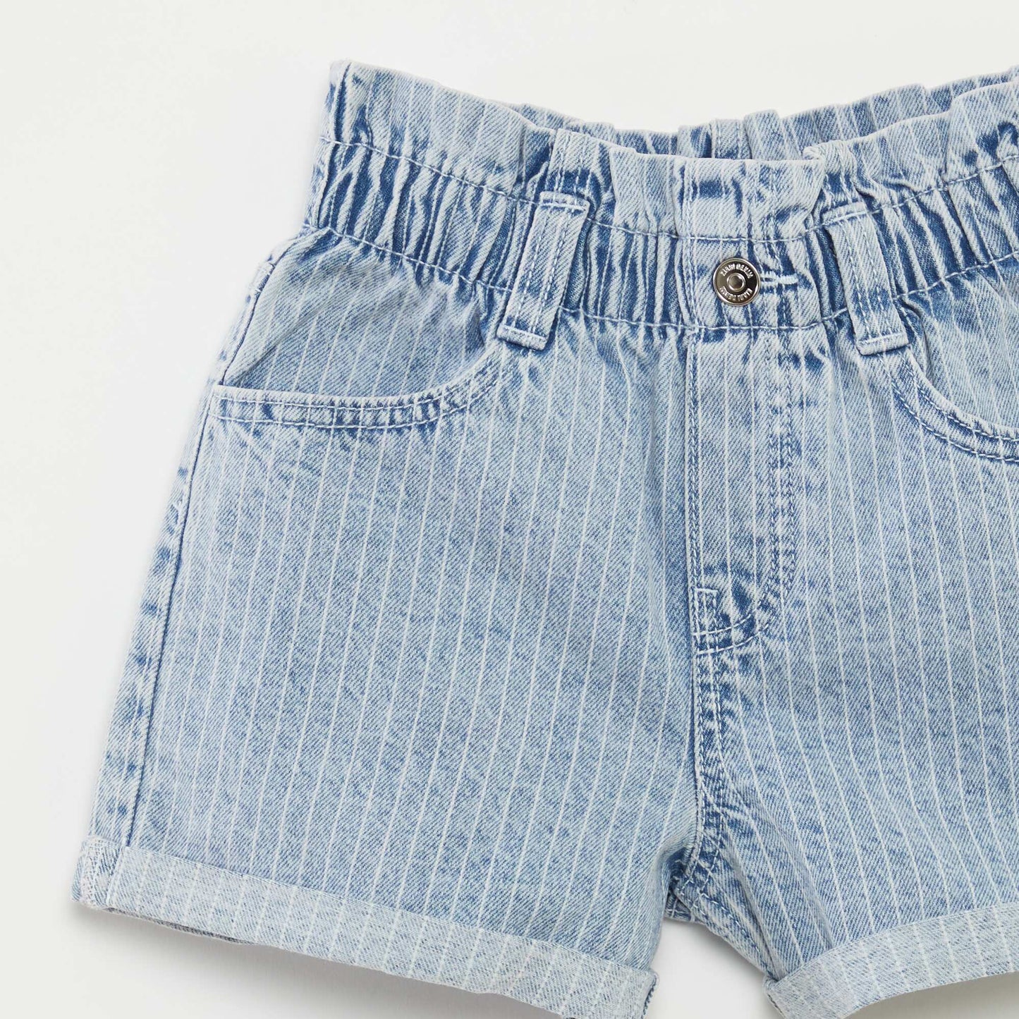 Denim shorts with cuffed hems BLUE