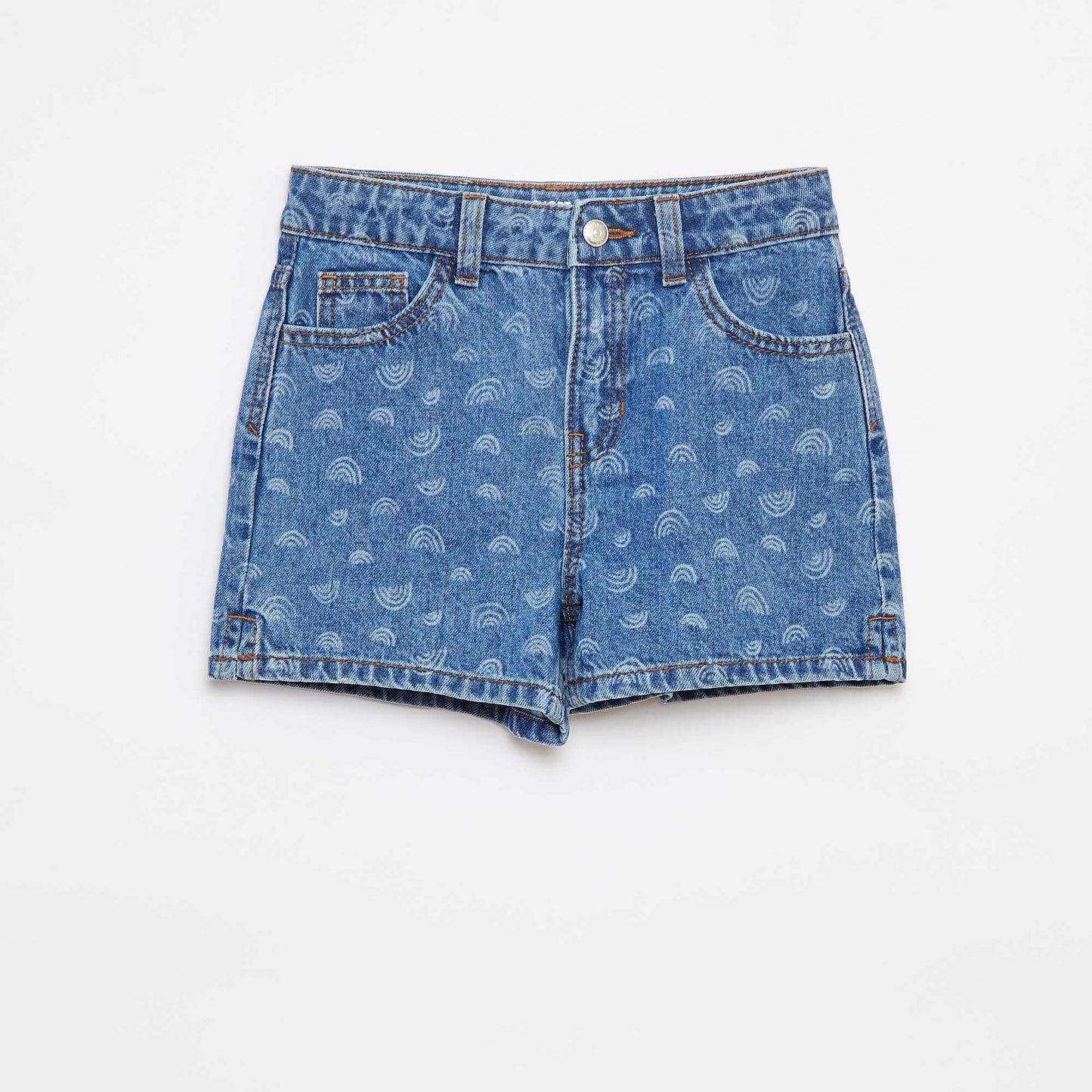 Printed denim shorts BLUE