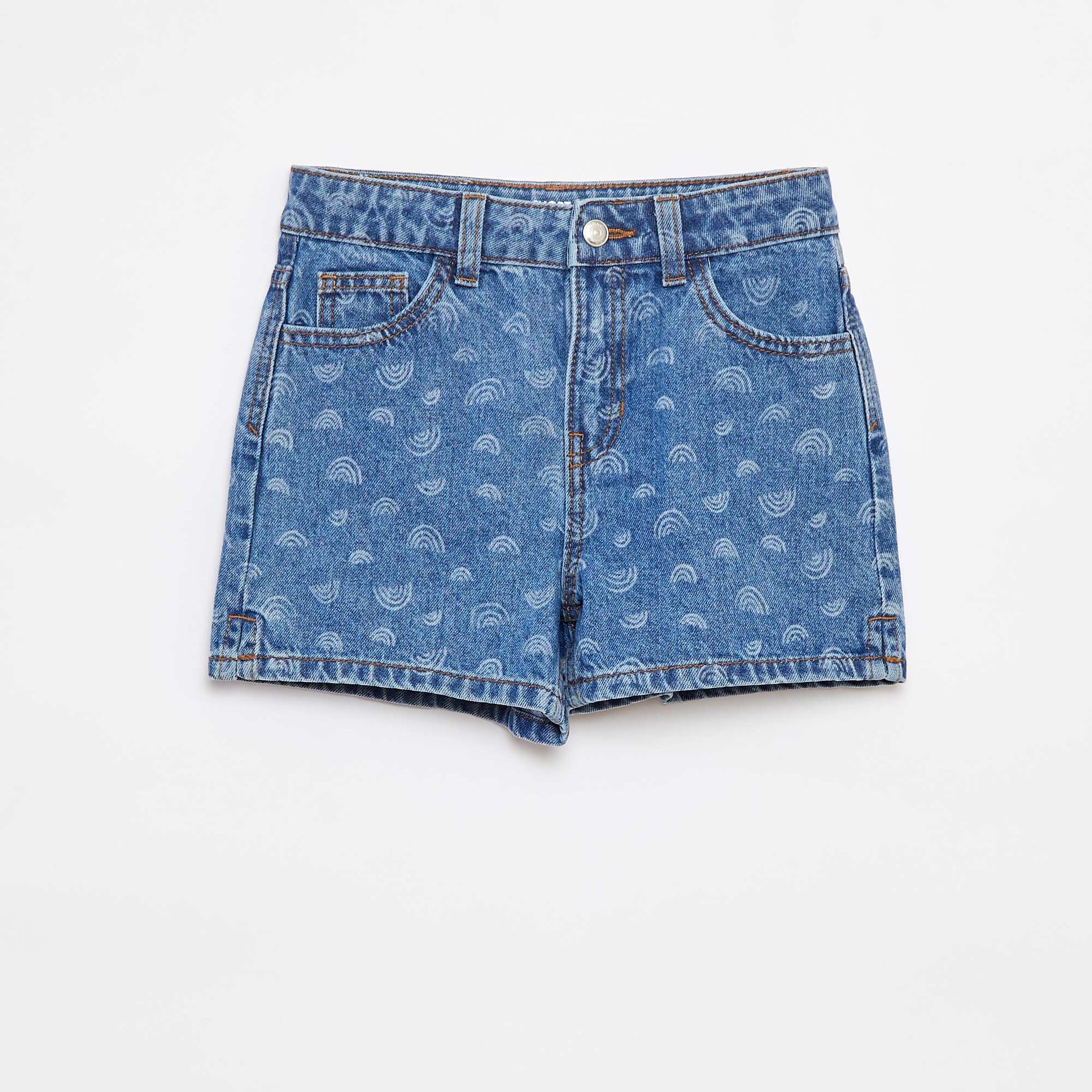 Printed denim shorts BLUE