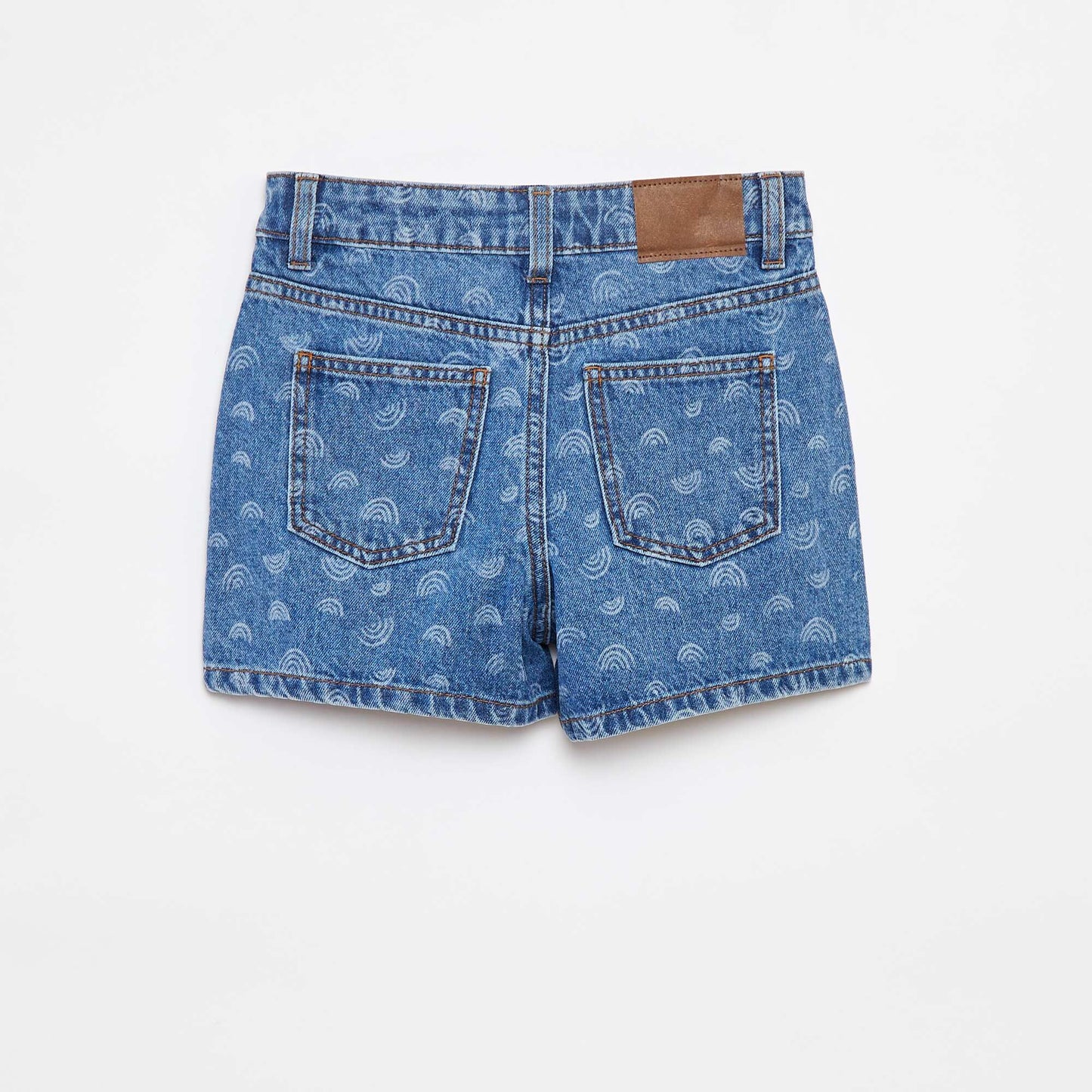 Printed denim shorts BLUE