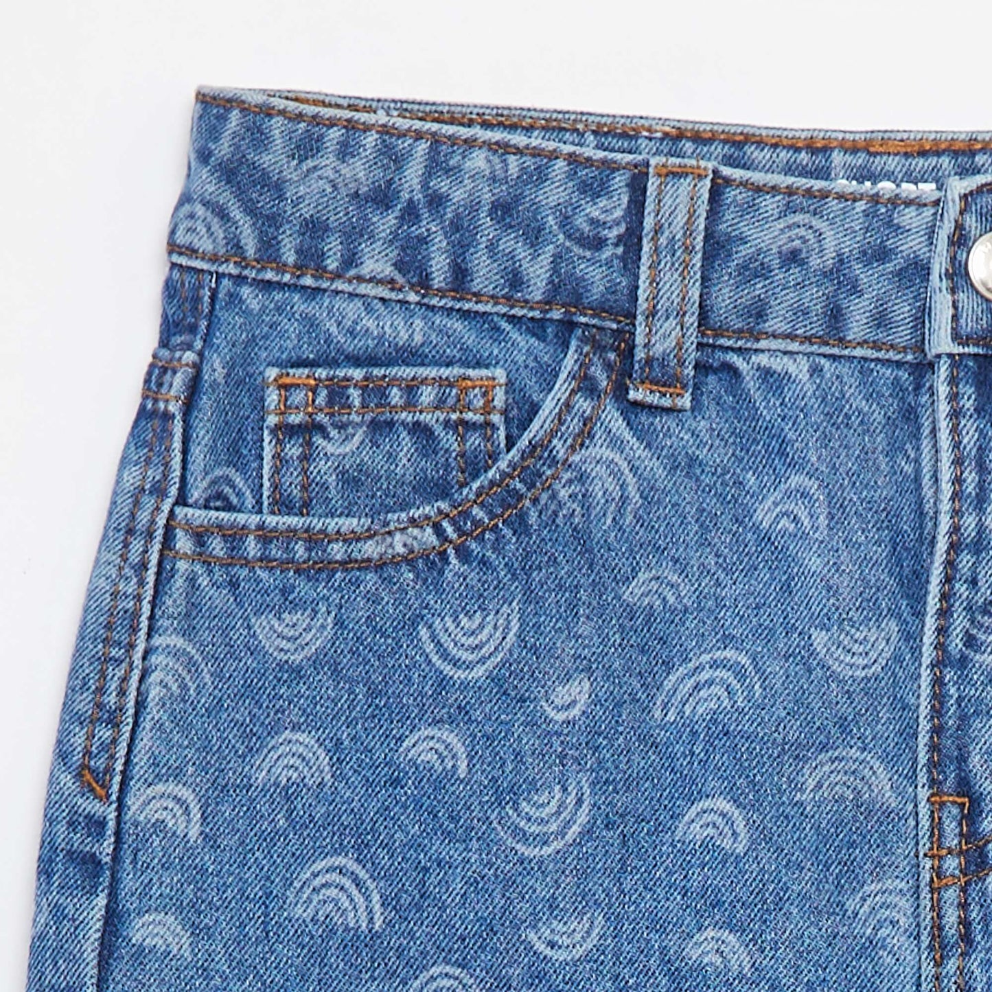 Printed denim shorts BLUE