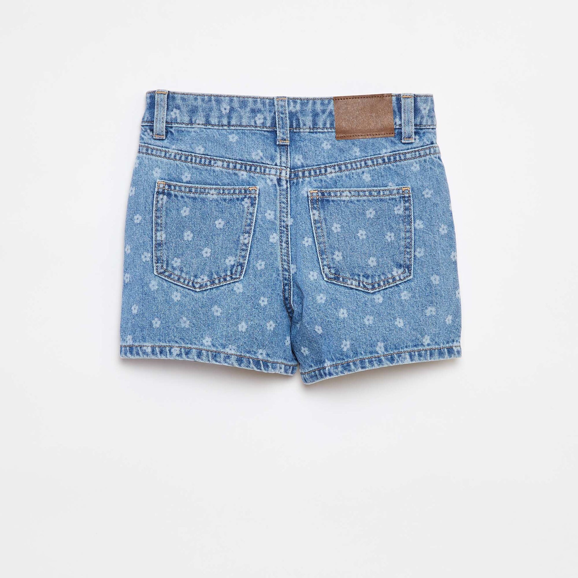 Printed denim shorts BLUE