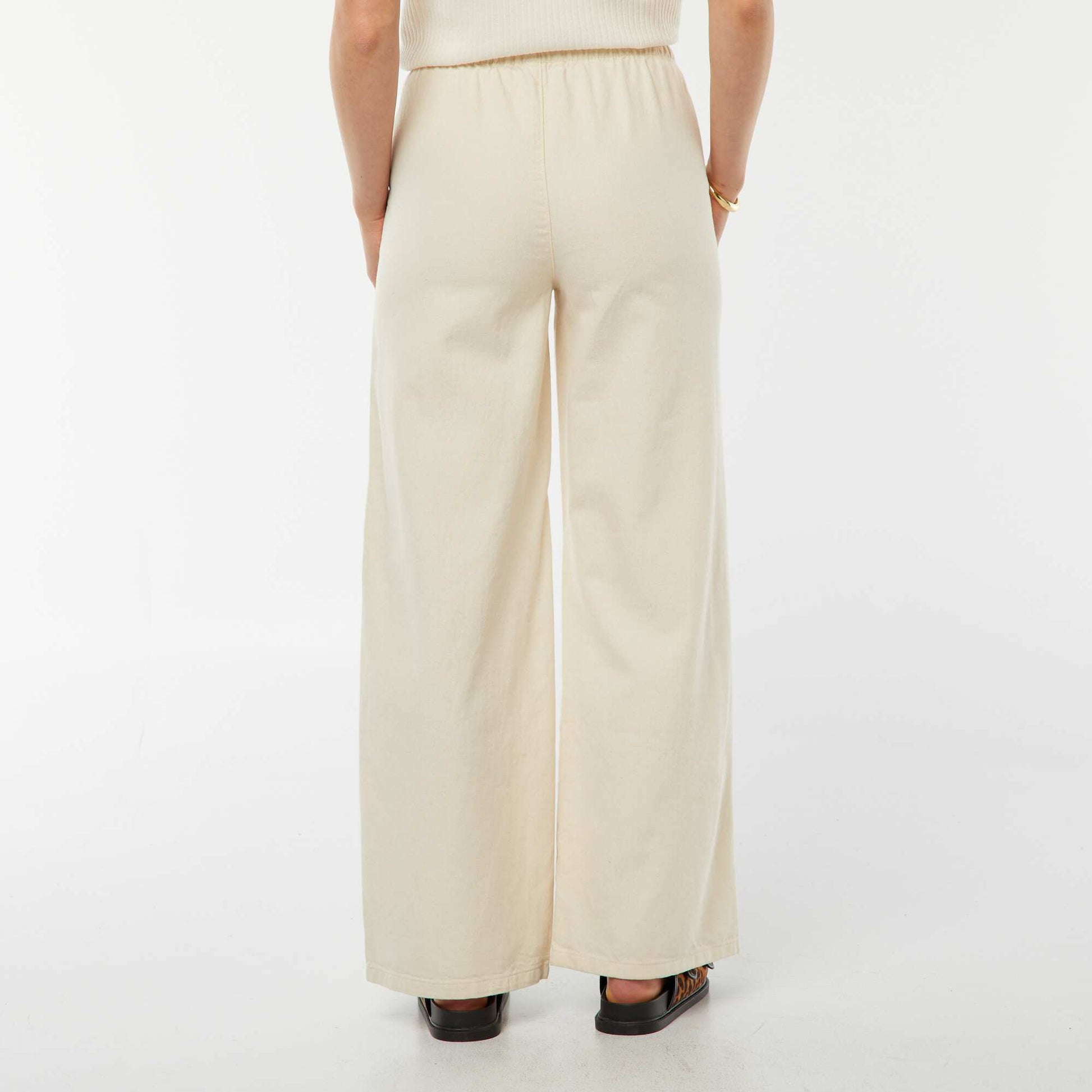 Elasticated denim trousers WHITE