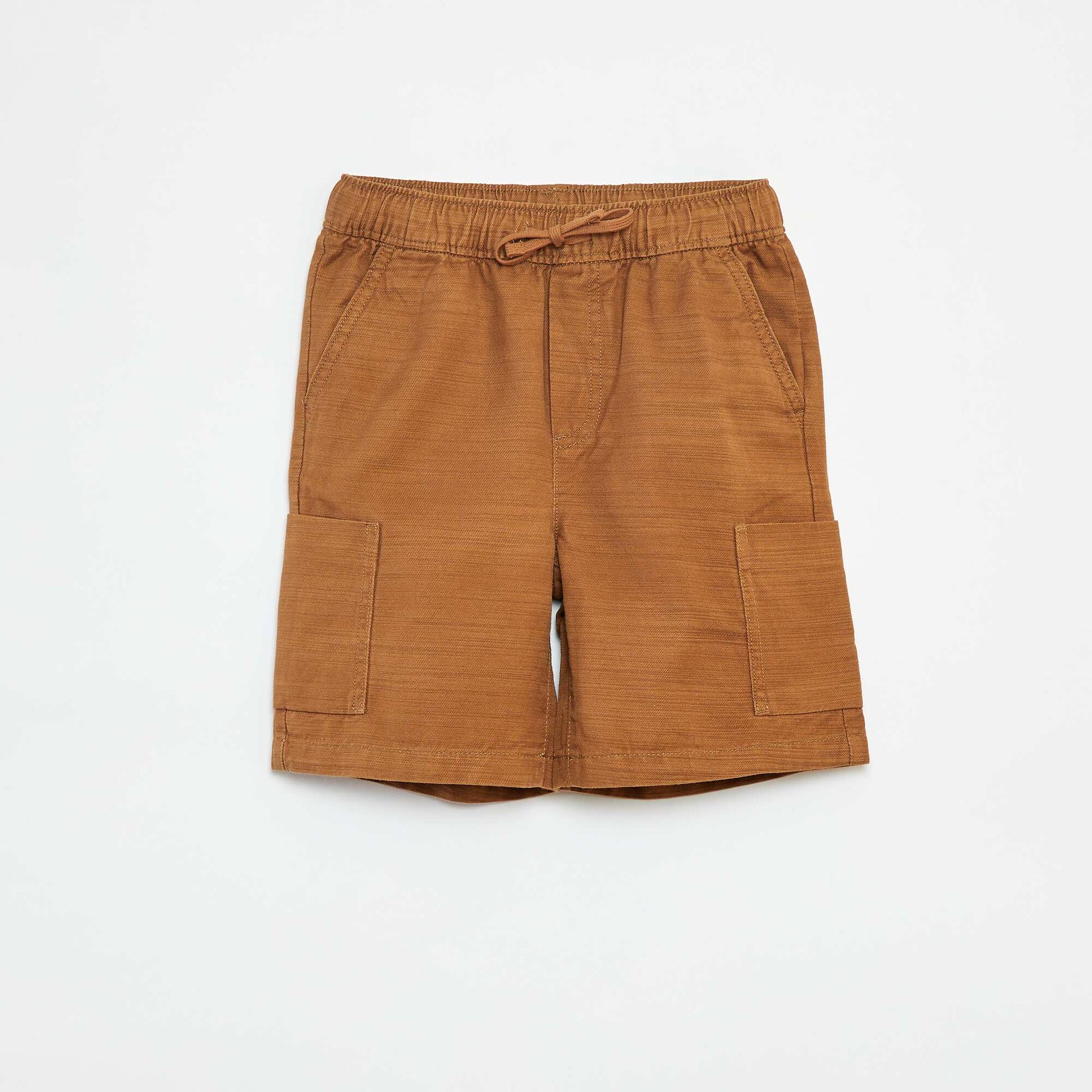 Plain twill Bermuda shorts with pockets BEIGE