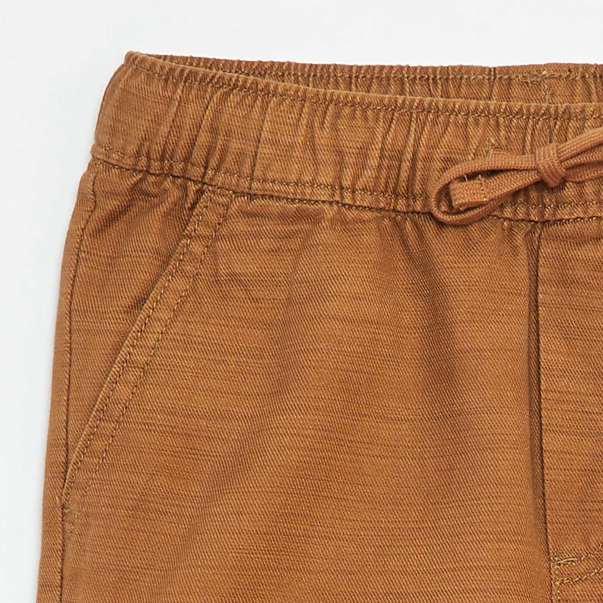 Plain twill Bermuda shorts with pockets BEIGE