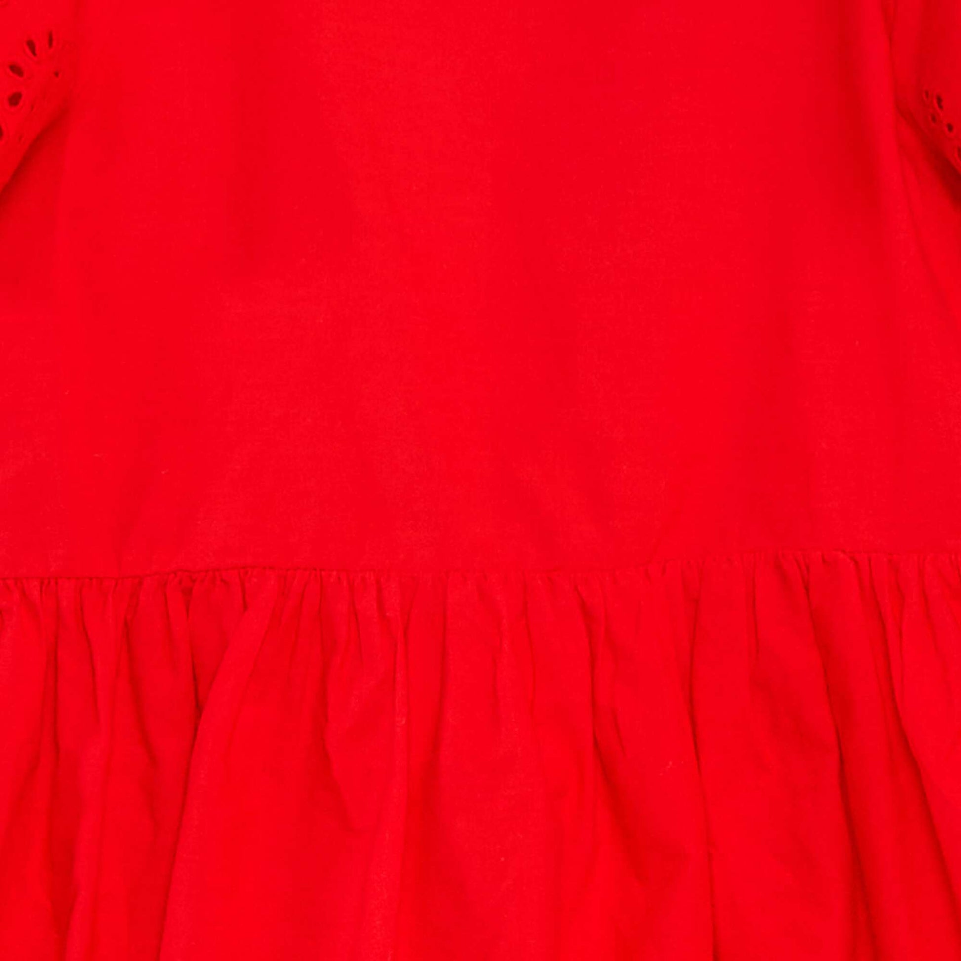 Short-sleeved dress with broderie anglaise RED