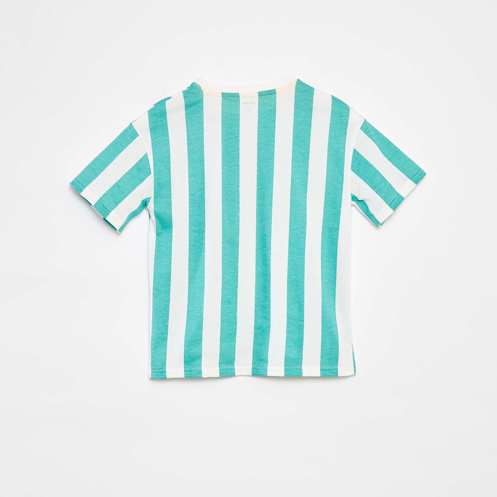 Loose-fit short-sleeved printed T-shirt - Longer at the back GREEN