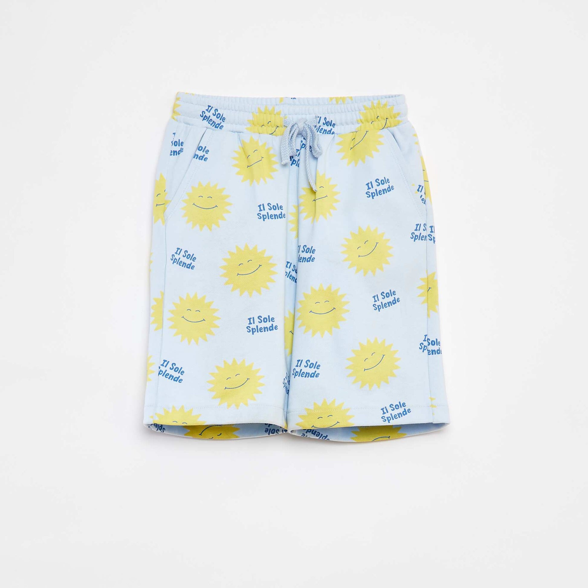 Lightweight patterned sweatshirt fabric Bermuda shorts BLUE
