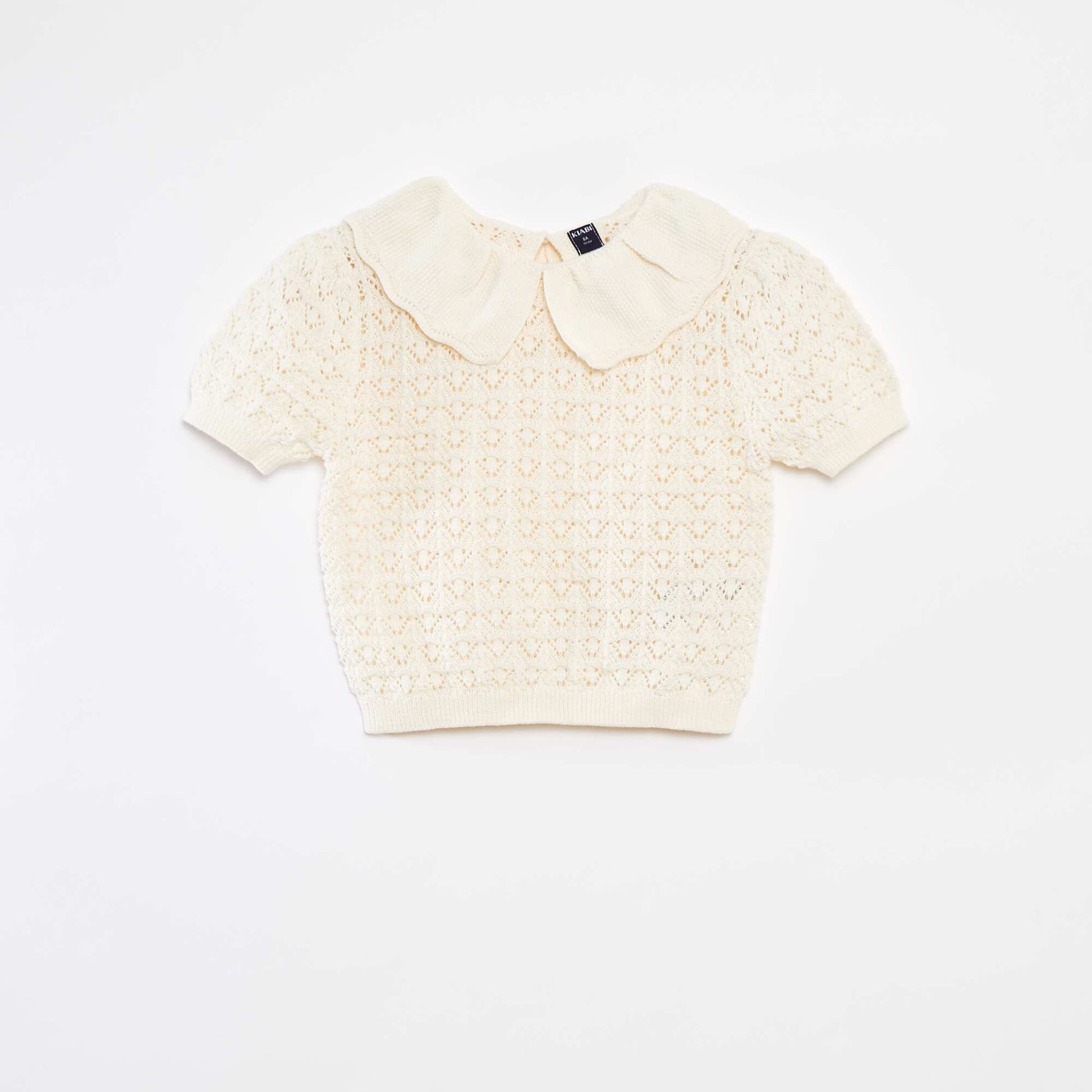 Crochet jumper with Peter Pan collar WHITE