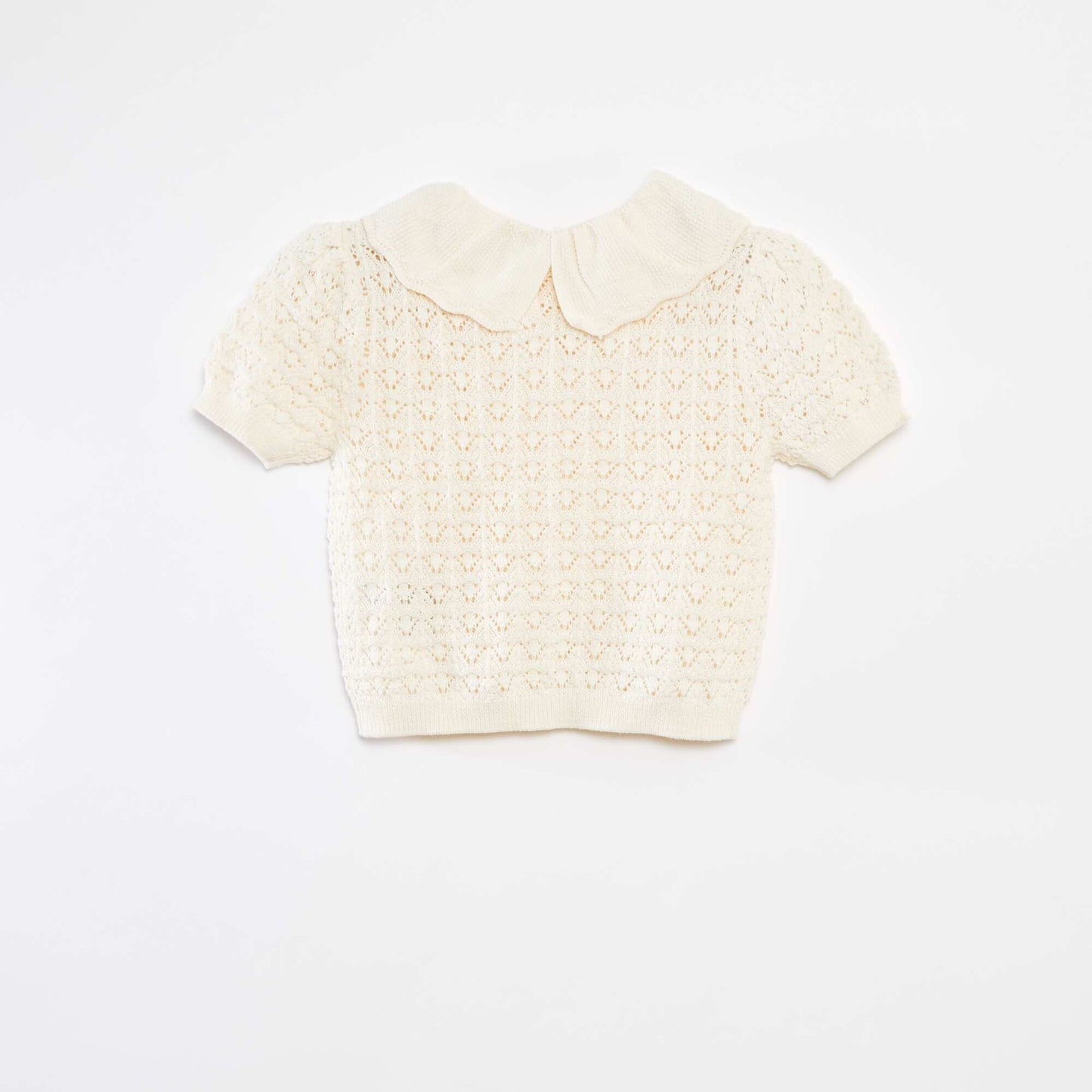 Crochet jumper with Peter Pan collar WHITE