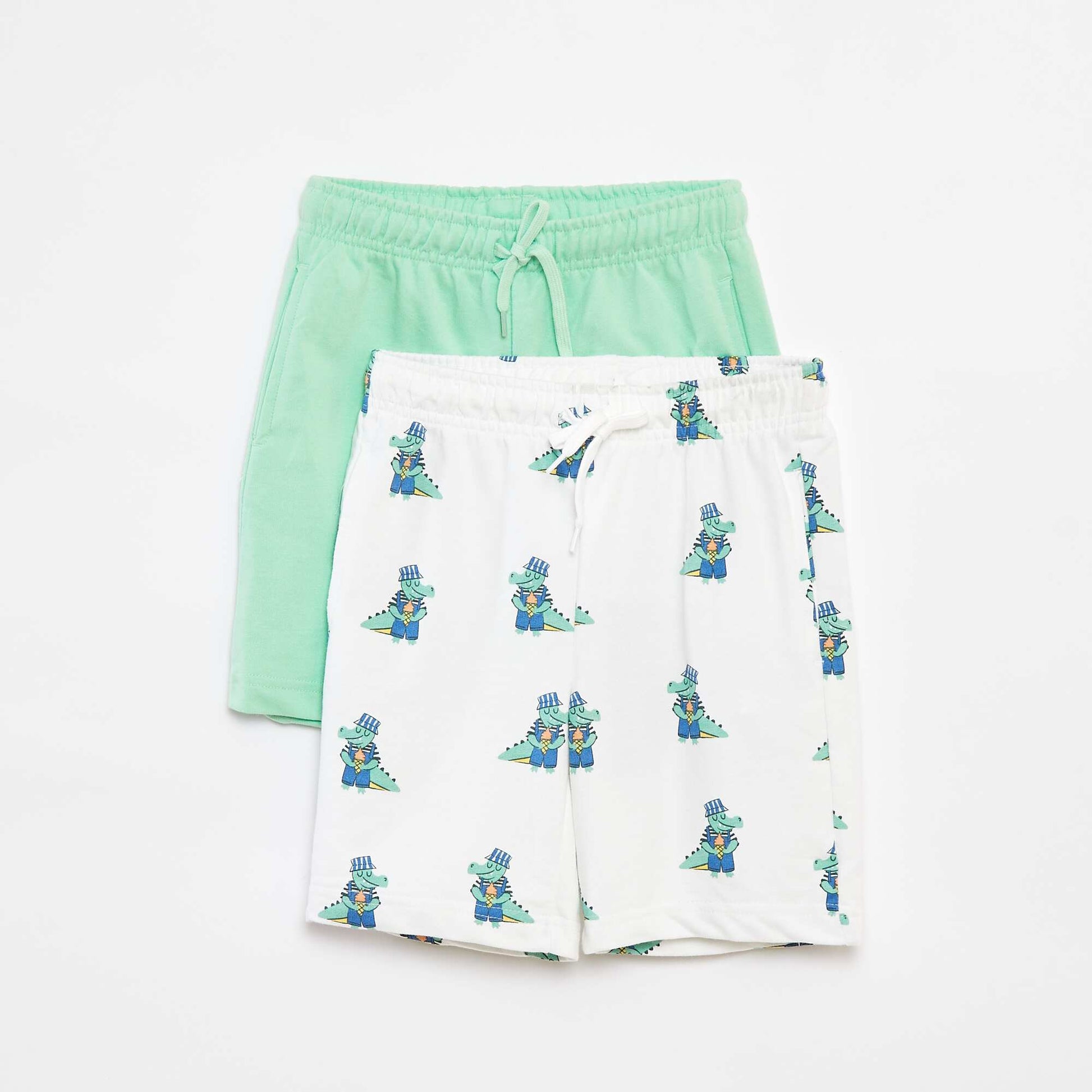Pack of 2 sweatshirt fabric shorts WHITE
