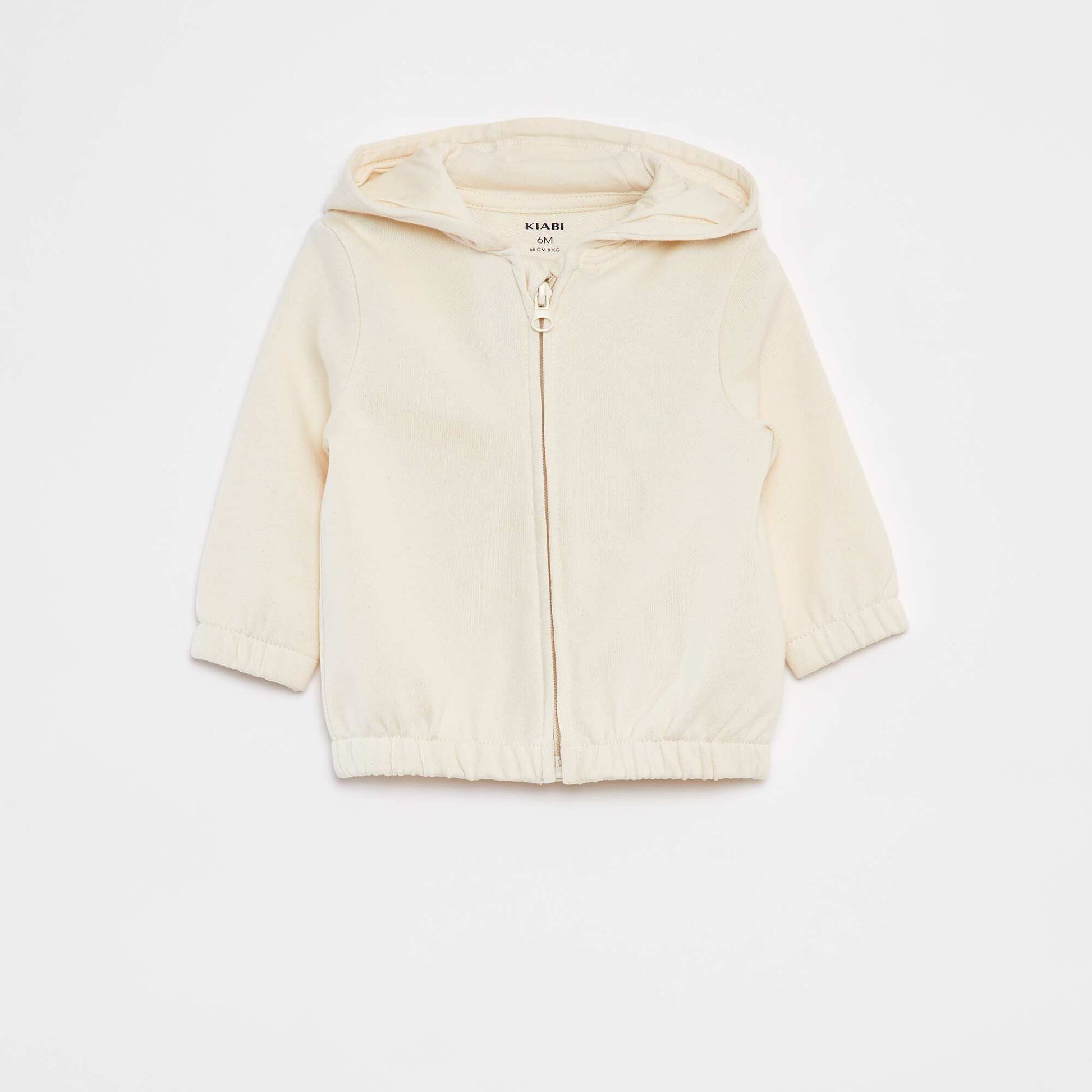 Plain zip-up hoodie WHITE