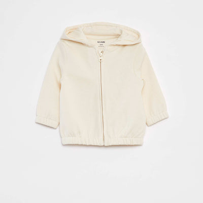 Plain zip-up hoodie WHITE