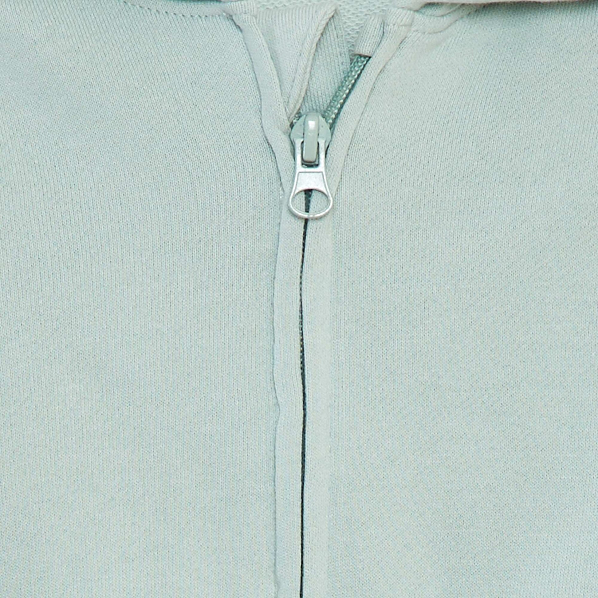 Plain zip-up hoodie BLUE