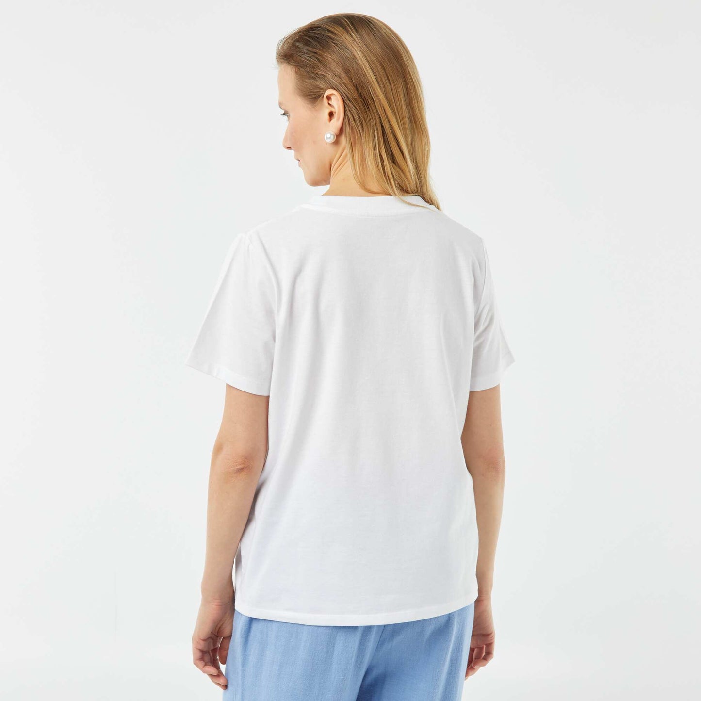 Short-sleeved T-shirt with fancy embroidery WHITE