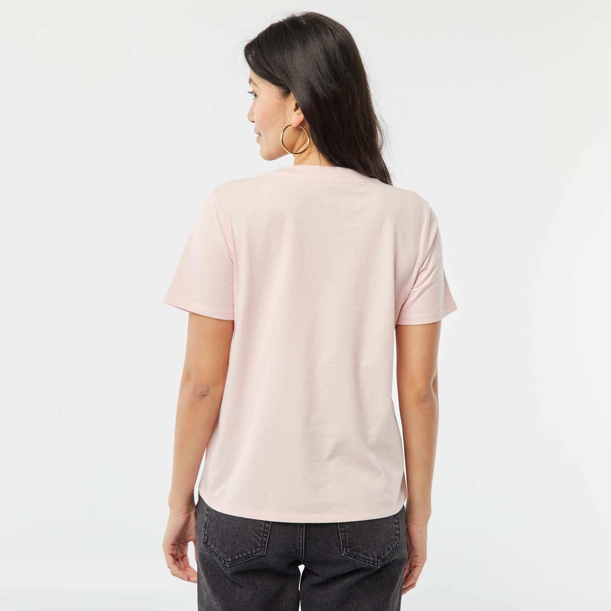Short-sleeved T-shirt with fancy embroidery PINK