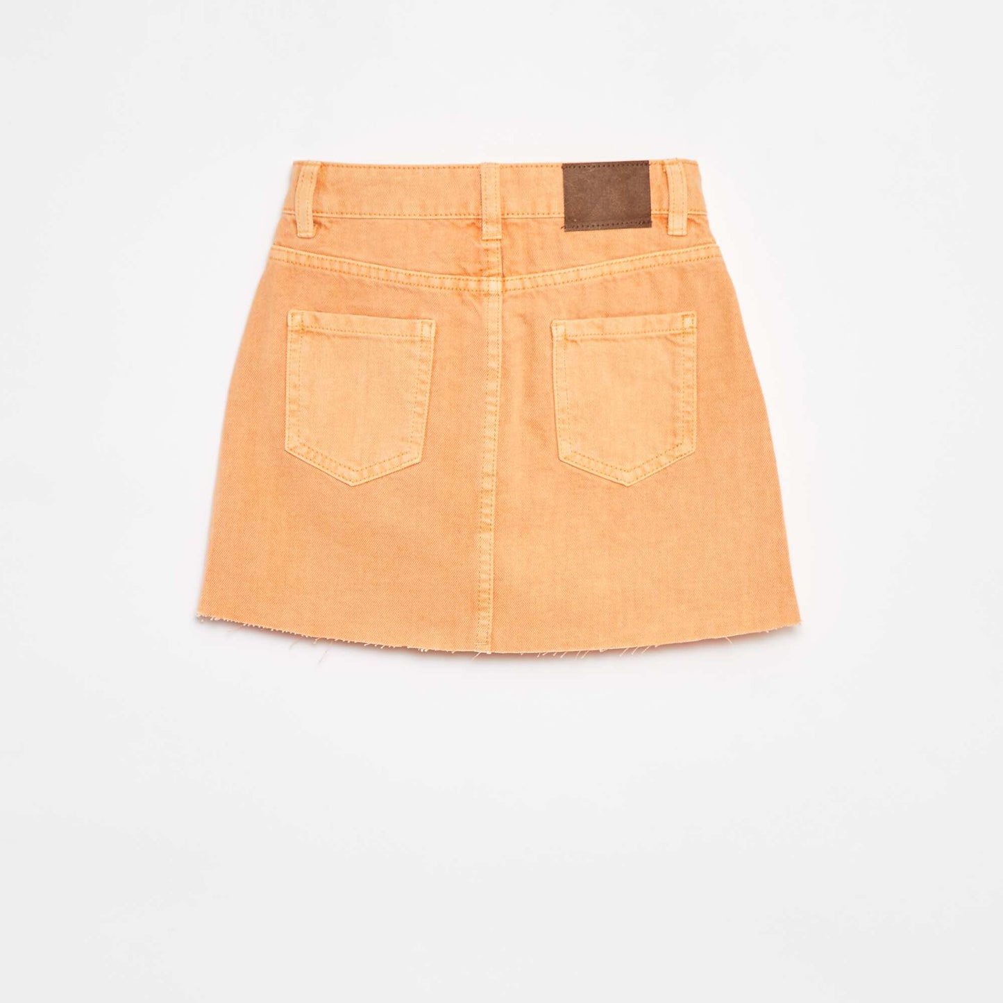 Plain denim mini skirt with raw edging ORANGE