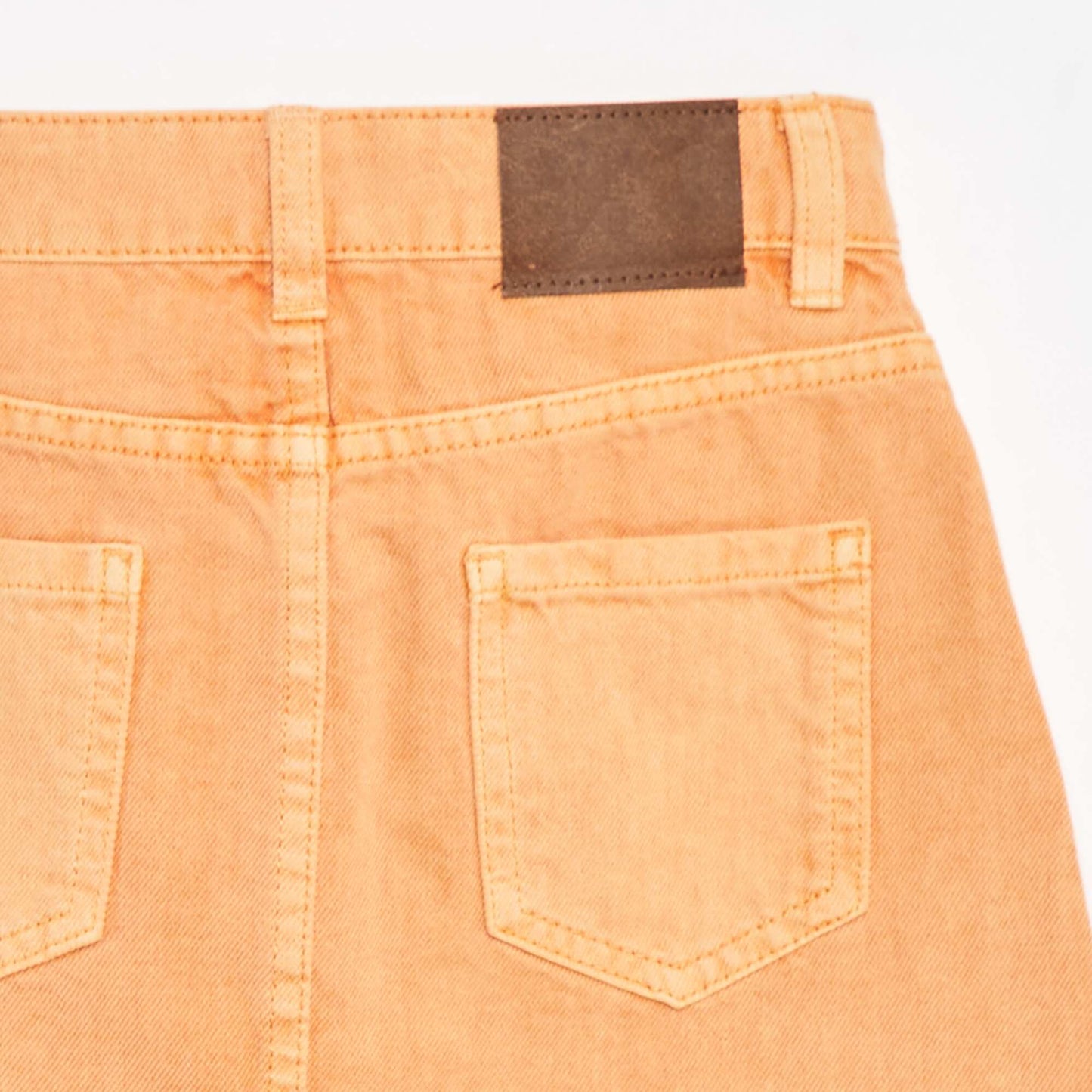Plain denim mini skirt with raw edging ORANGE