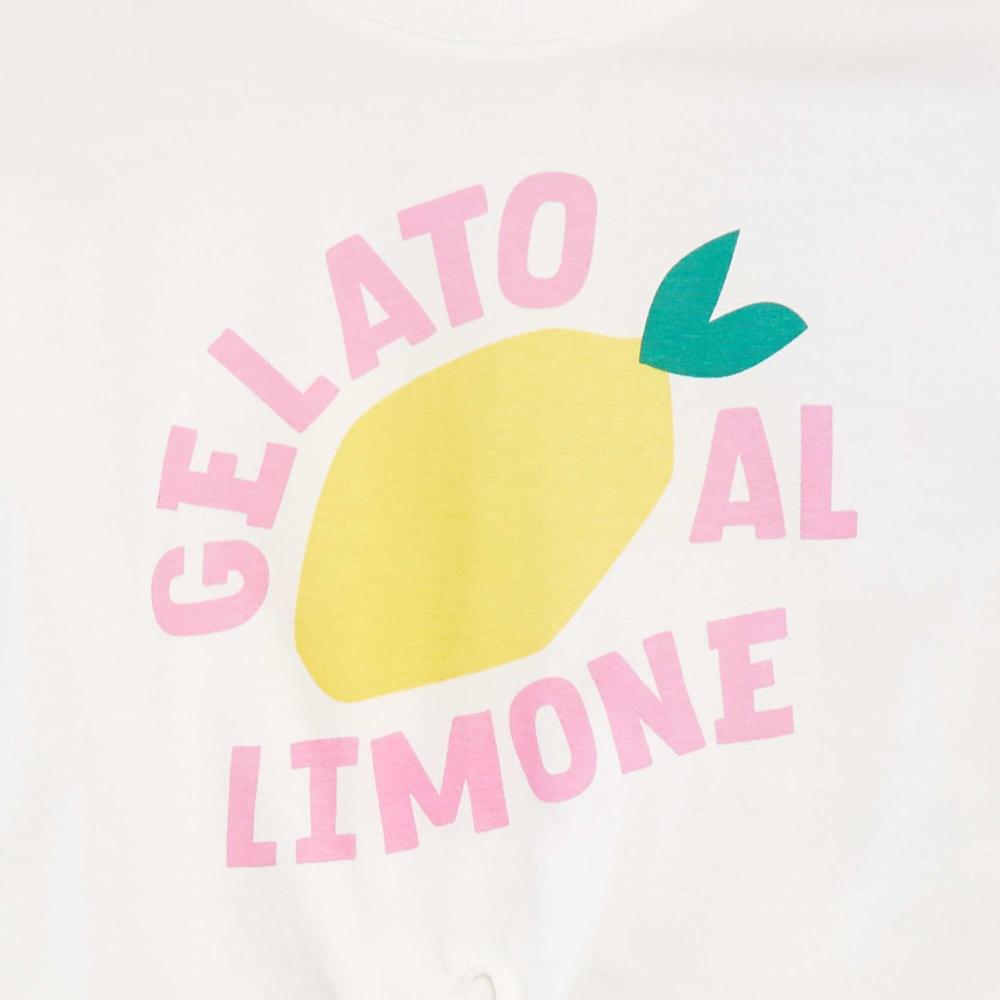 Printed T-shirt with knotted bottom hem WHITE