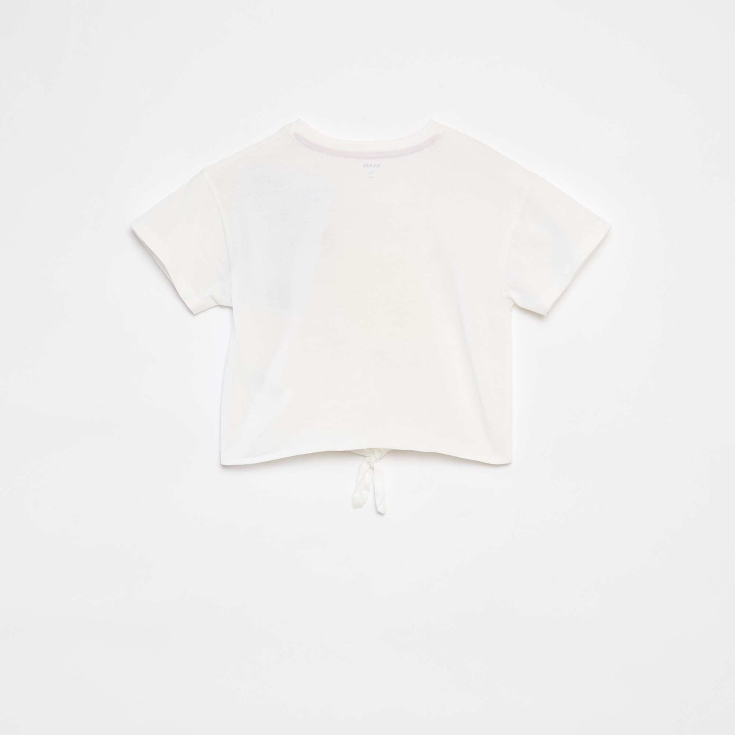 Printed T-shirt with knotted bottom hem WHITE