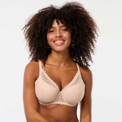 Full-coverage lace demi-cup bra PINK