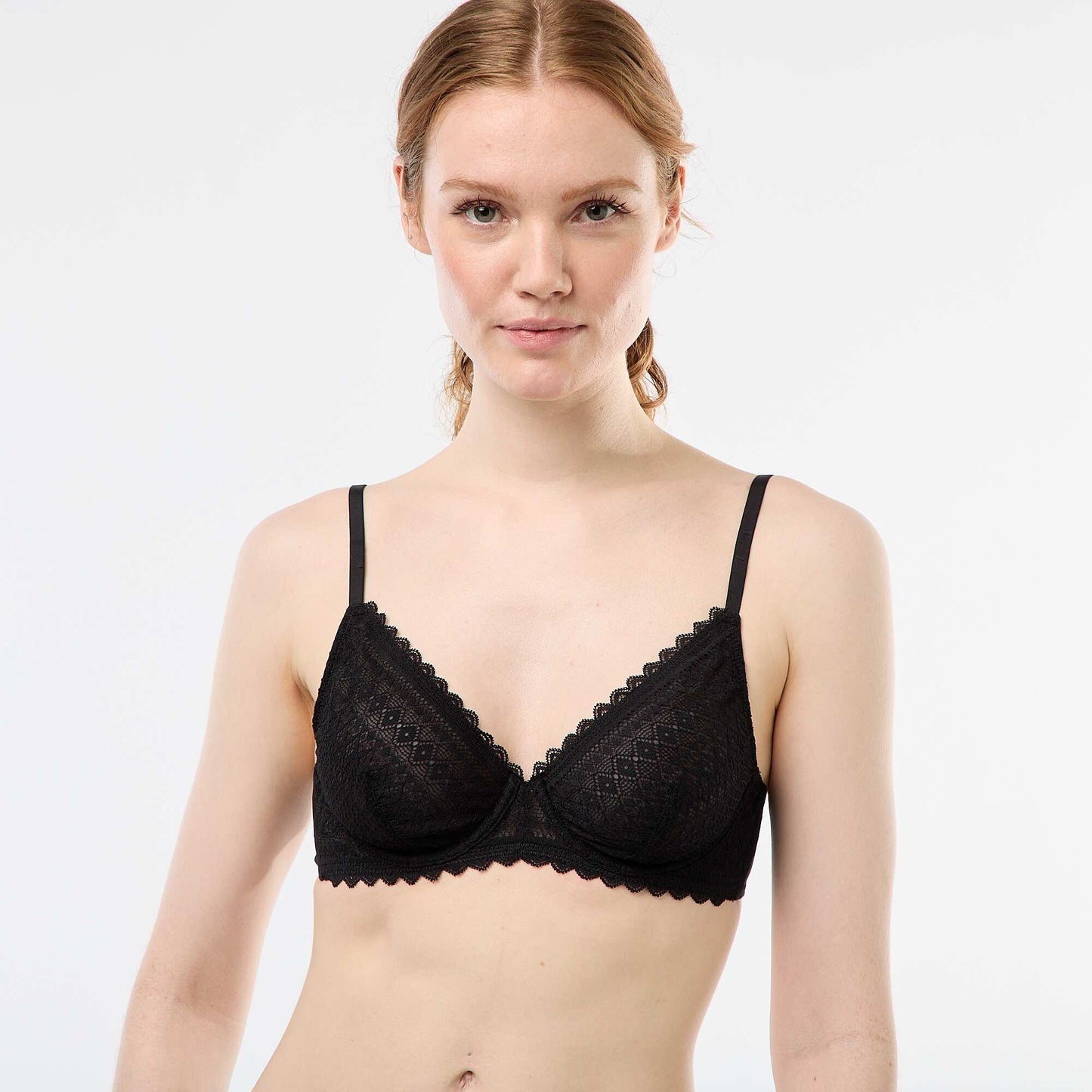 Sheer lace bra BLACK