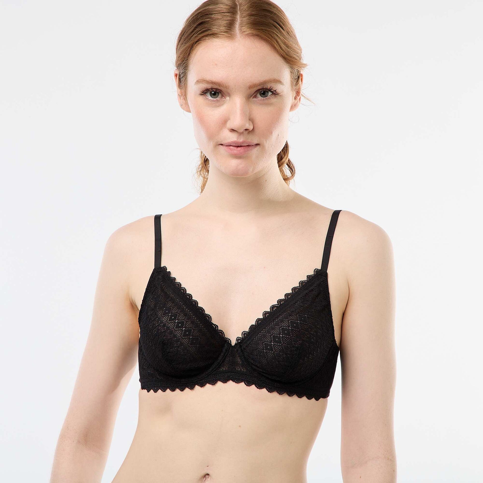 Sheer lace bra BLACK