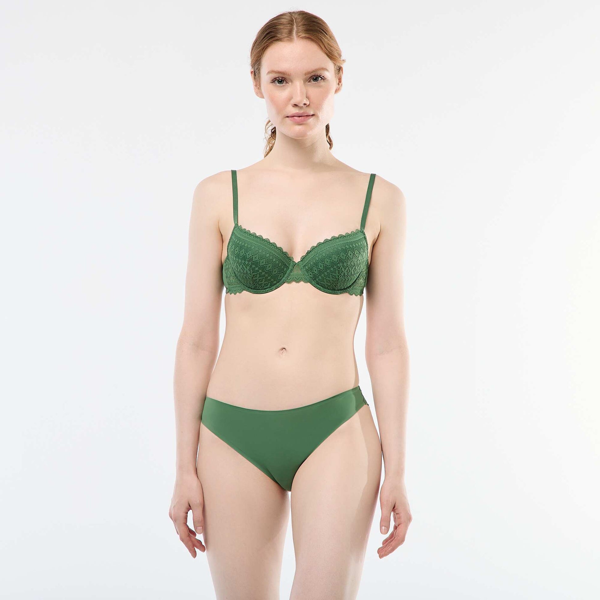 Microfiber and Lace Panties GREEN