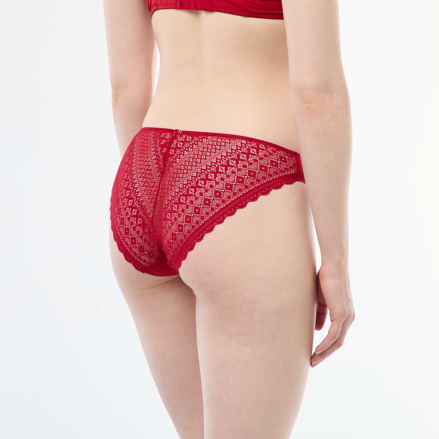 Microfiber and Lace Panties RED
