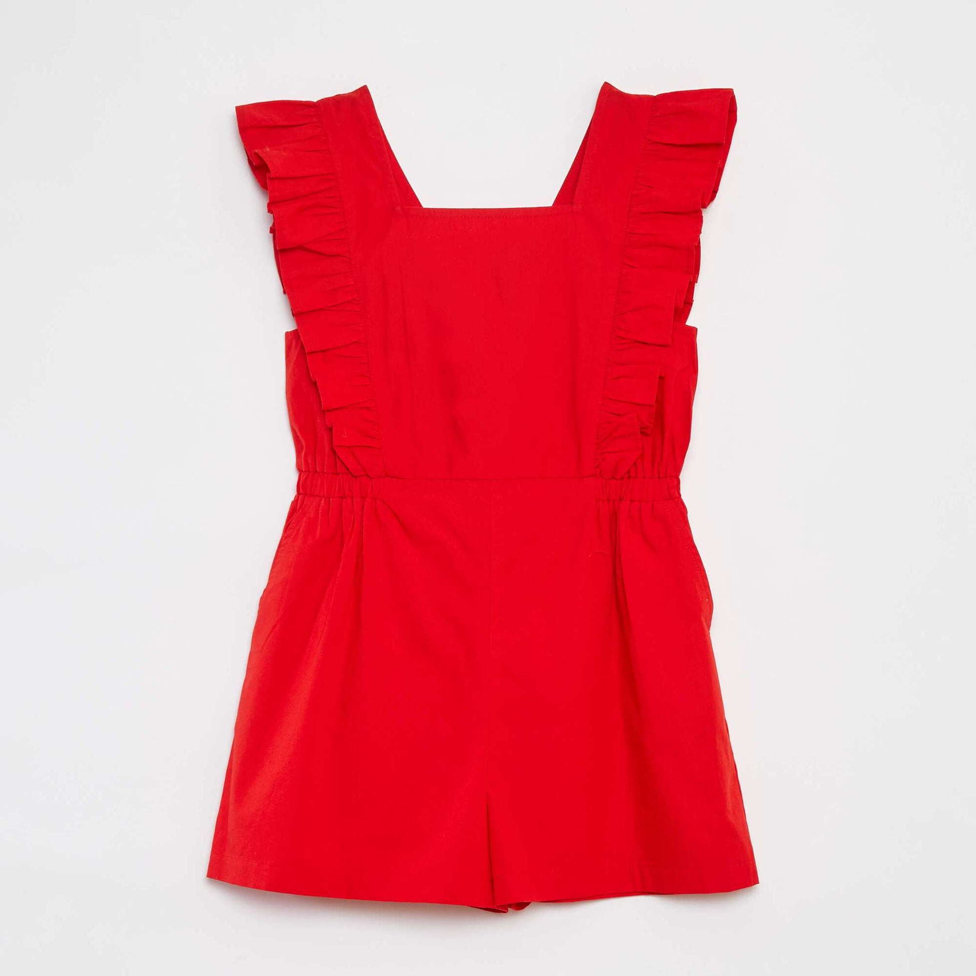 Frilly poplin playsuit RED