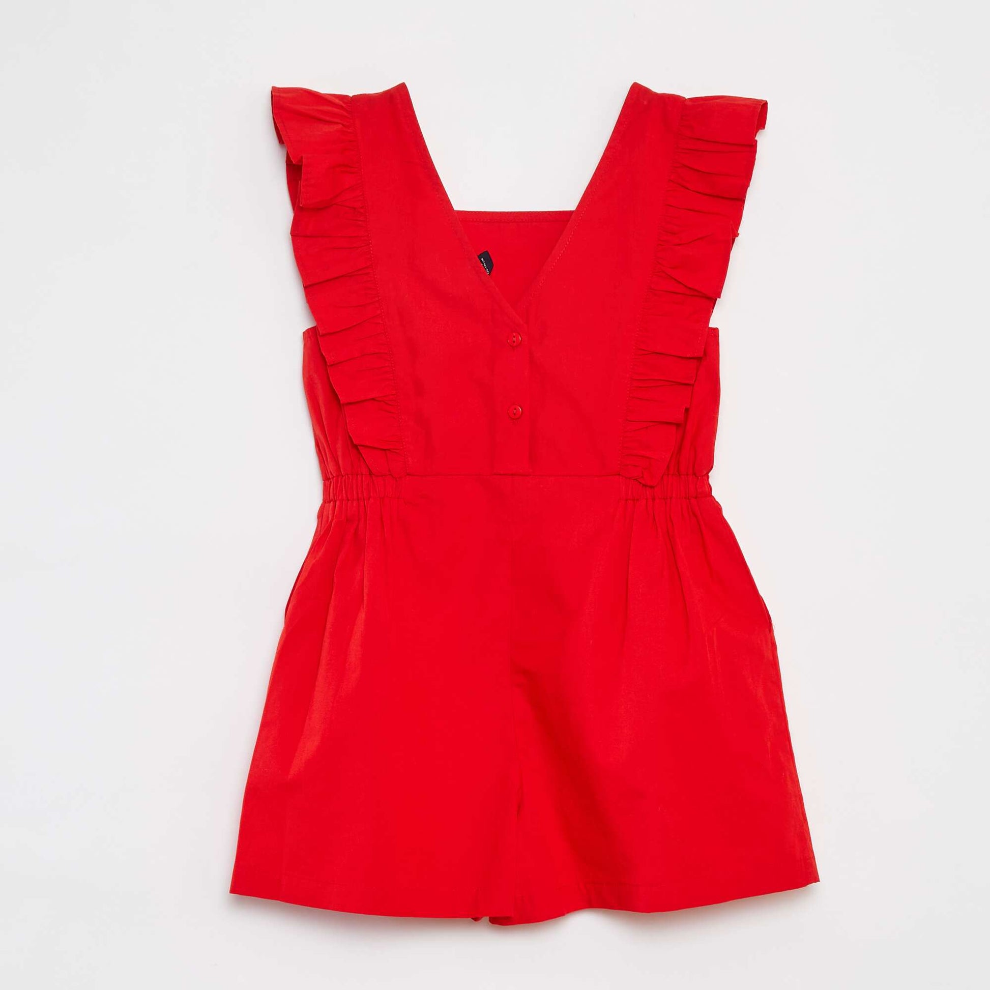 Frilly poplin playsuit RED