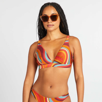 Psychedelic print bikini top ORANGE