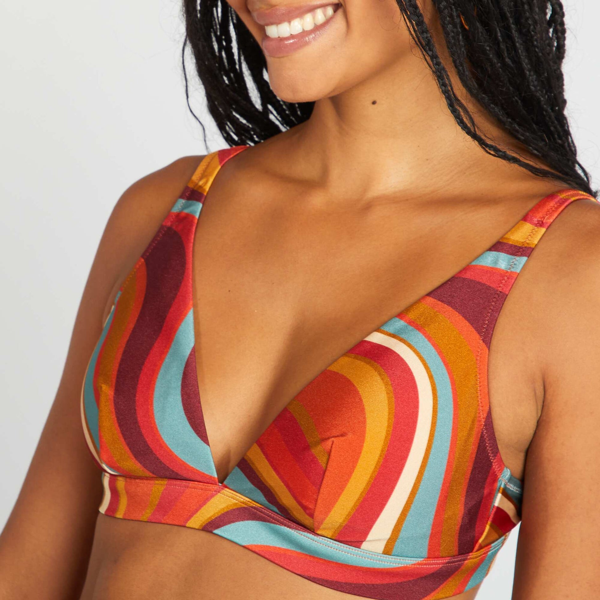 Psychedelic print bikini top ORANGE