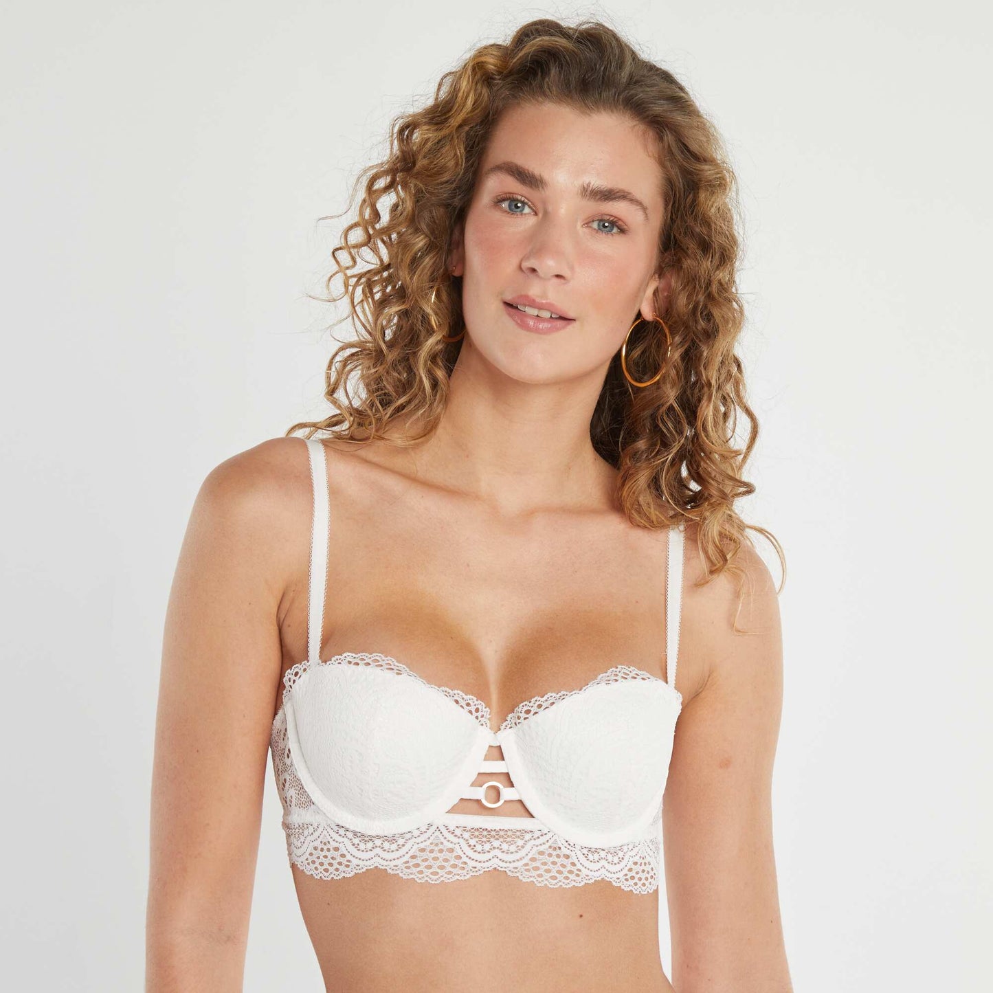 Floral lace push-up bra WHITE